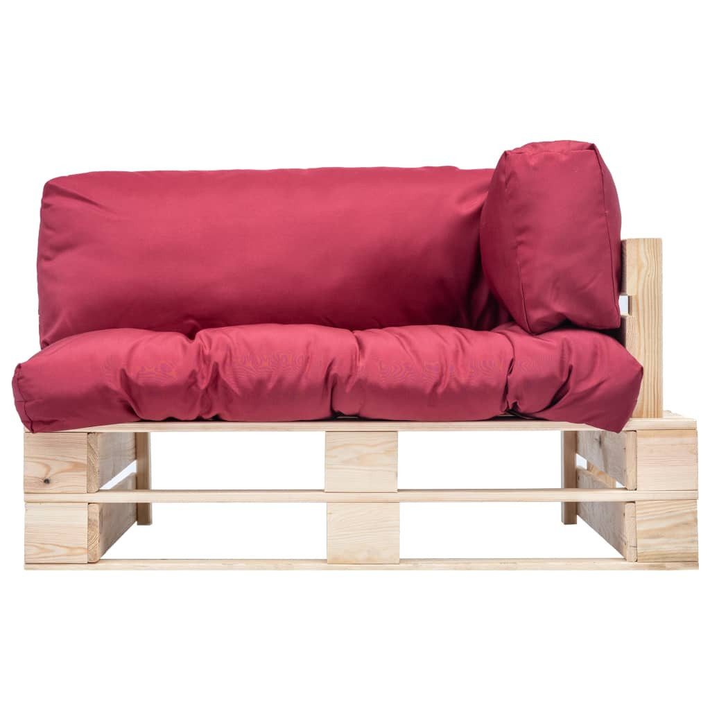 vidaXL Garten-Palettensofa, Outdoor-Sofa Paletten mit Kissen in Rot Kiefernholz