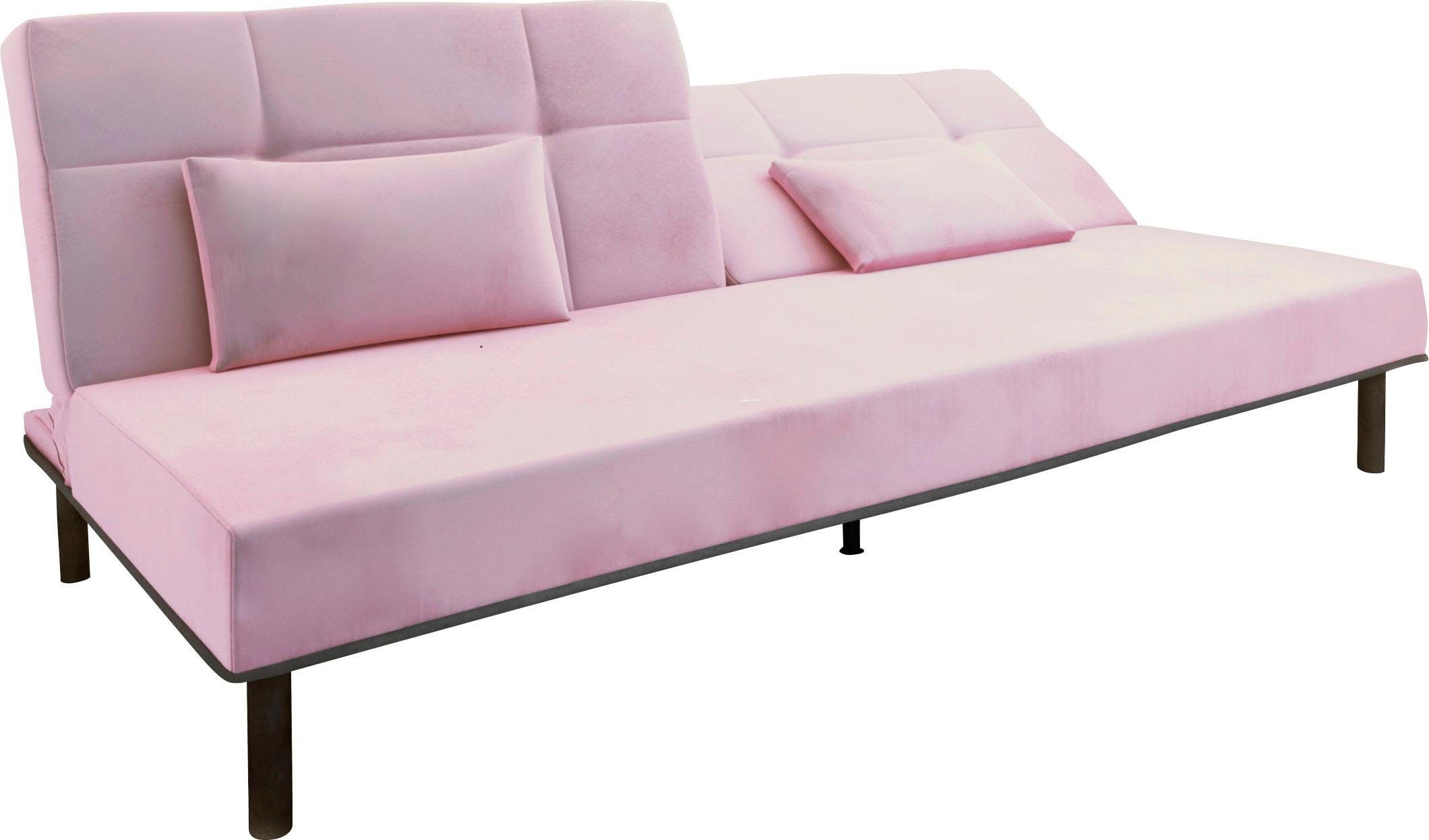 COLLECTION AB Sofa, mit Bettfunktion, elegante Steppung im Rückenteil, inklusive 2 Nierenkissen, stylische schwarze Metallfüße-Otto