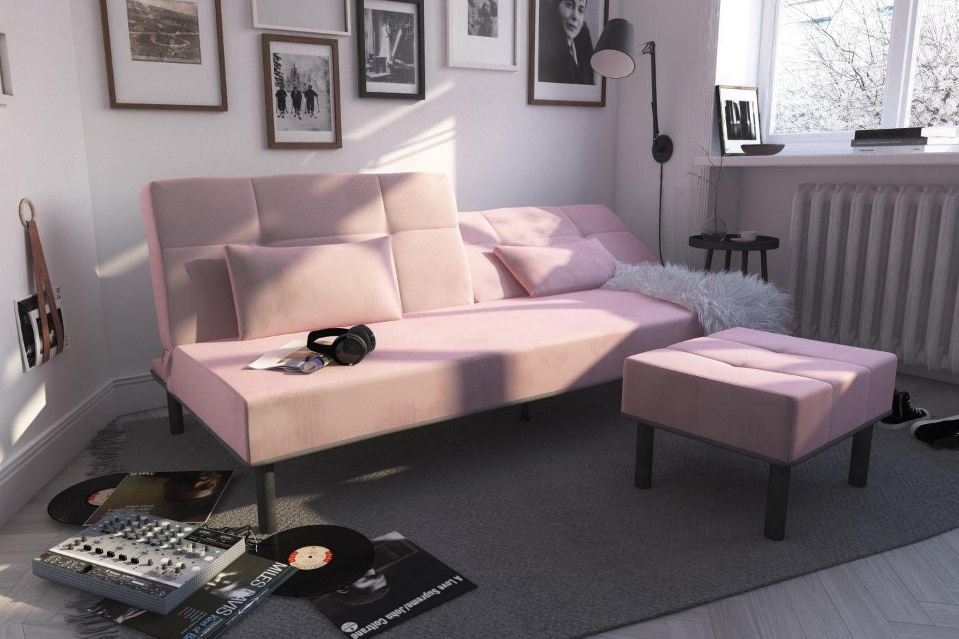 COLLECTION AB Sofa, mit Bettfunktion, elegante Steppung im Rückenteil,  inklusive 2 Nierenkissen, stylische schwarze Metallfüße online kaufen | OTTO
