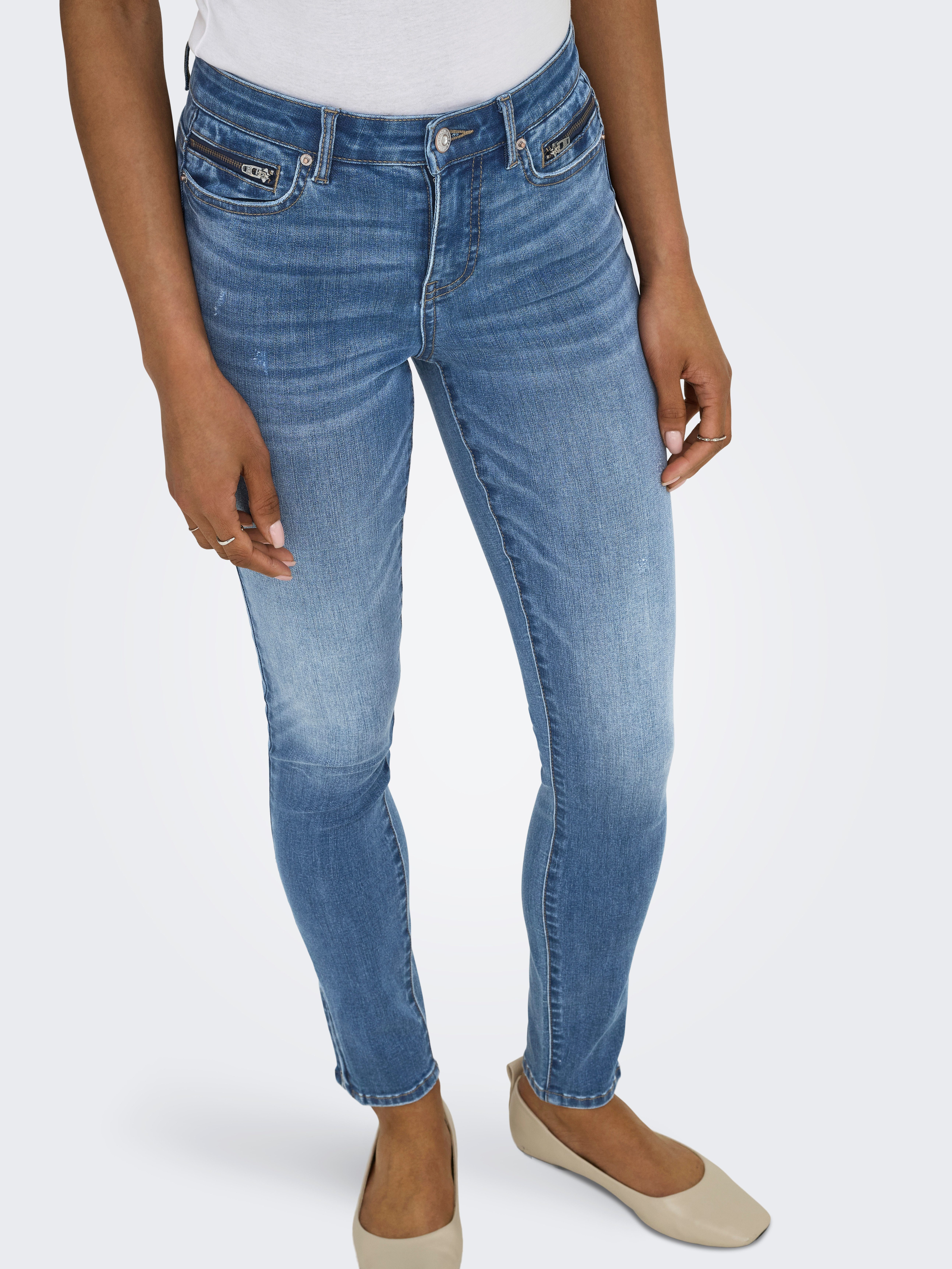 ONLY Skinny-fit-Jeans ONLWAUW MW ZIP SK ANK DNM BOX
