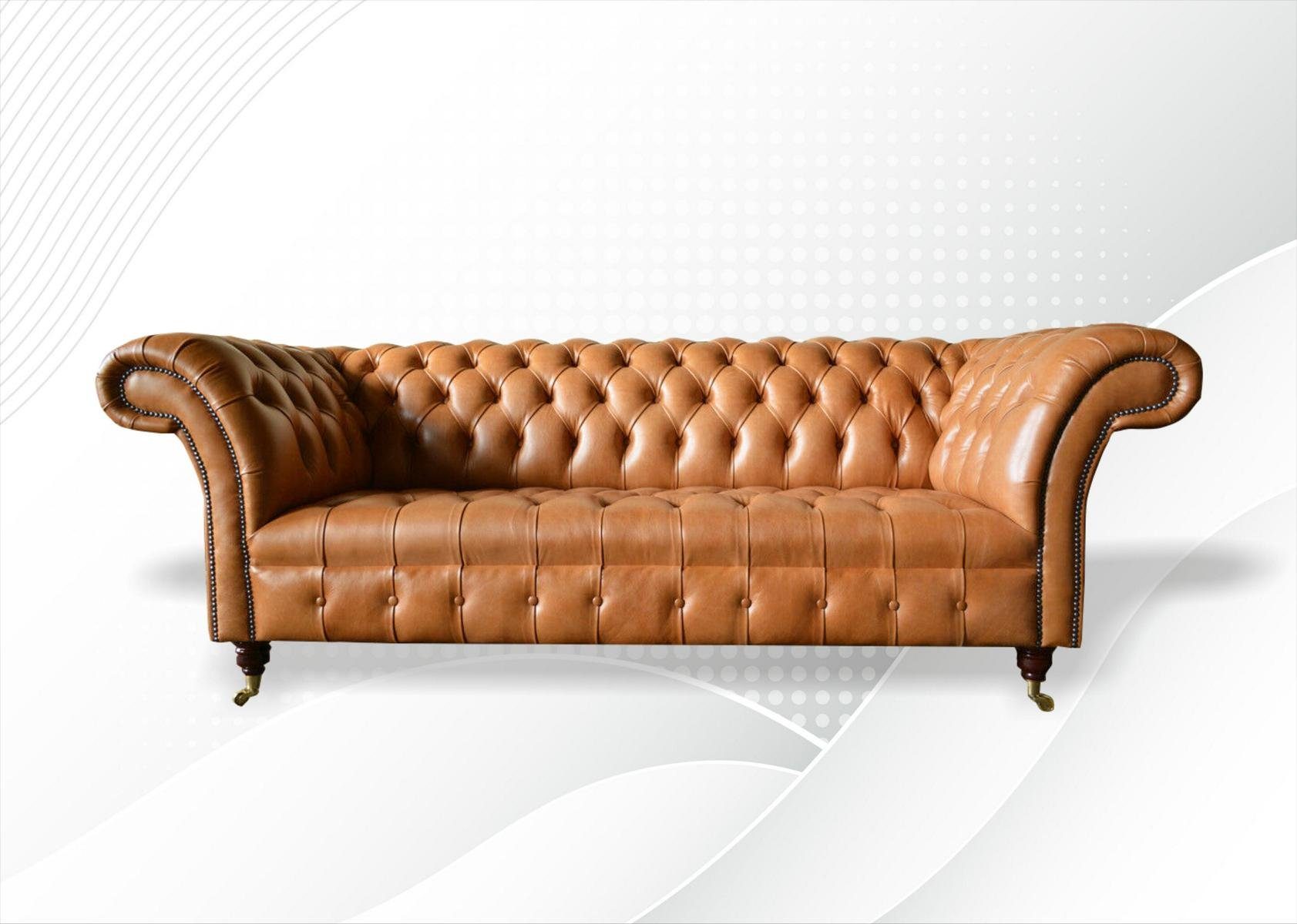 JVmoebel Sofa Chesterfield Design Luxus Polster Sofa Sitz Garnitur Leder 225cm, Made in Europe