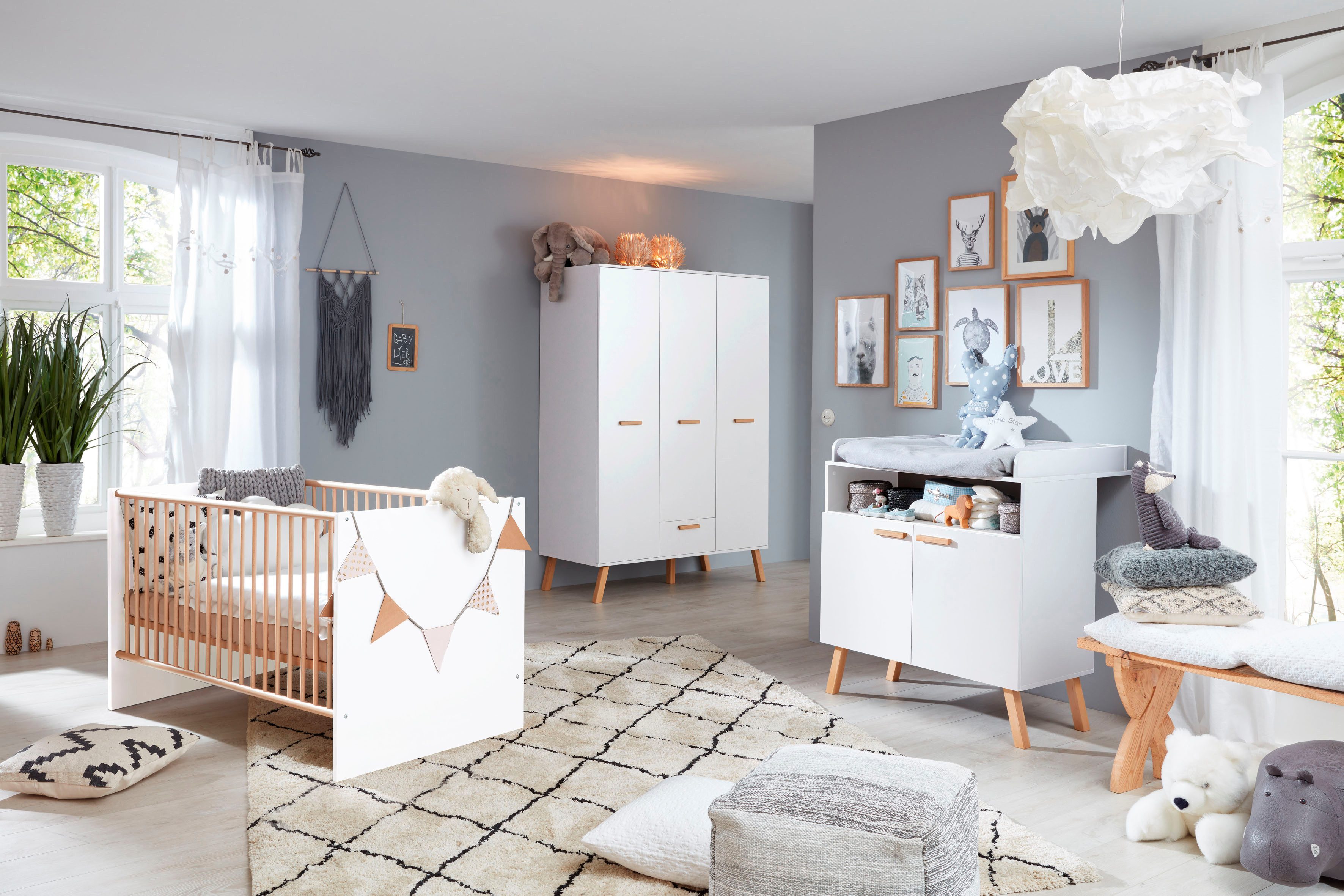 trendteam Babymöbel-Set Mats, (Set, 3-tlg., Bett, Wickelkommode, Schrank)