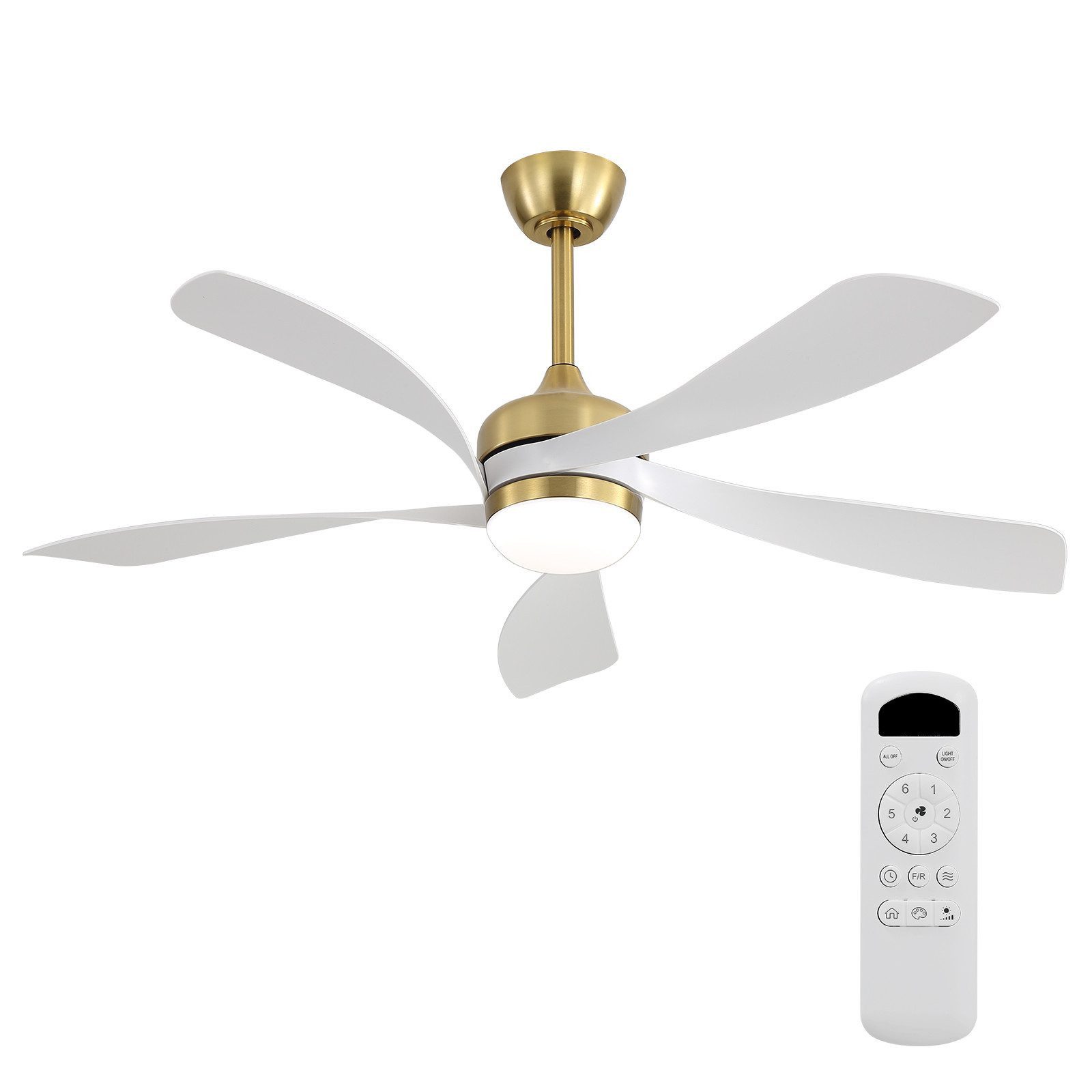 Sofucor Deckenventilator mit LED‑Leuchte, Leiser DC‑Motor, Fernbedienung & Timer‑Funktion, 132 cm Vielseitiger Deckenventilator für alle Räume