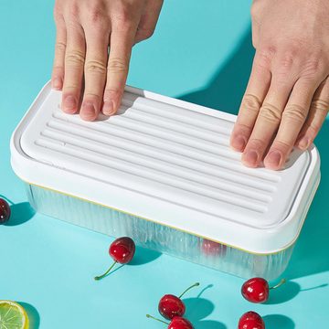AUKUU Eiswürfelform Eisbox Eisbox Eiswürfelform mit Deckel Kühlschrank große, Kapazität Presse Home Eisaufbewahrungsbox Einfrieren