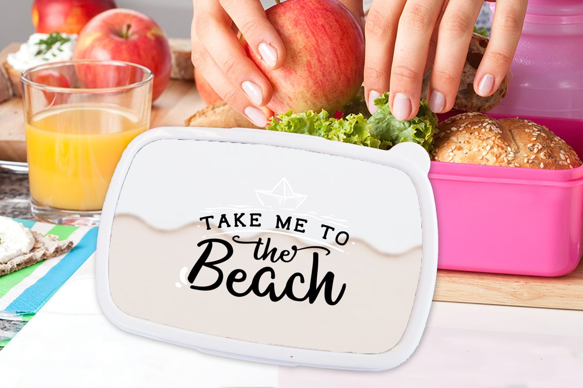 Brotbox Snackbox, Weiß Rosa, (2-tlg), - MuchoWow Brotdose Erwachsene, - Sommer für Mädchen, Kunststoff, Lunchbox Kinder, Kunststoff