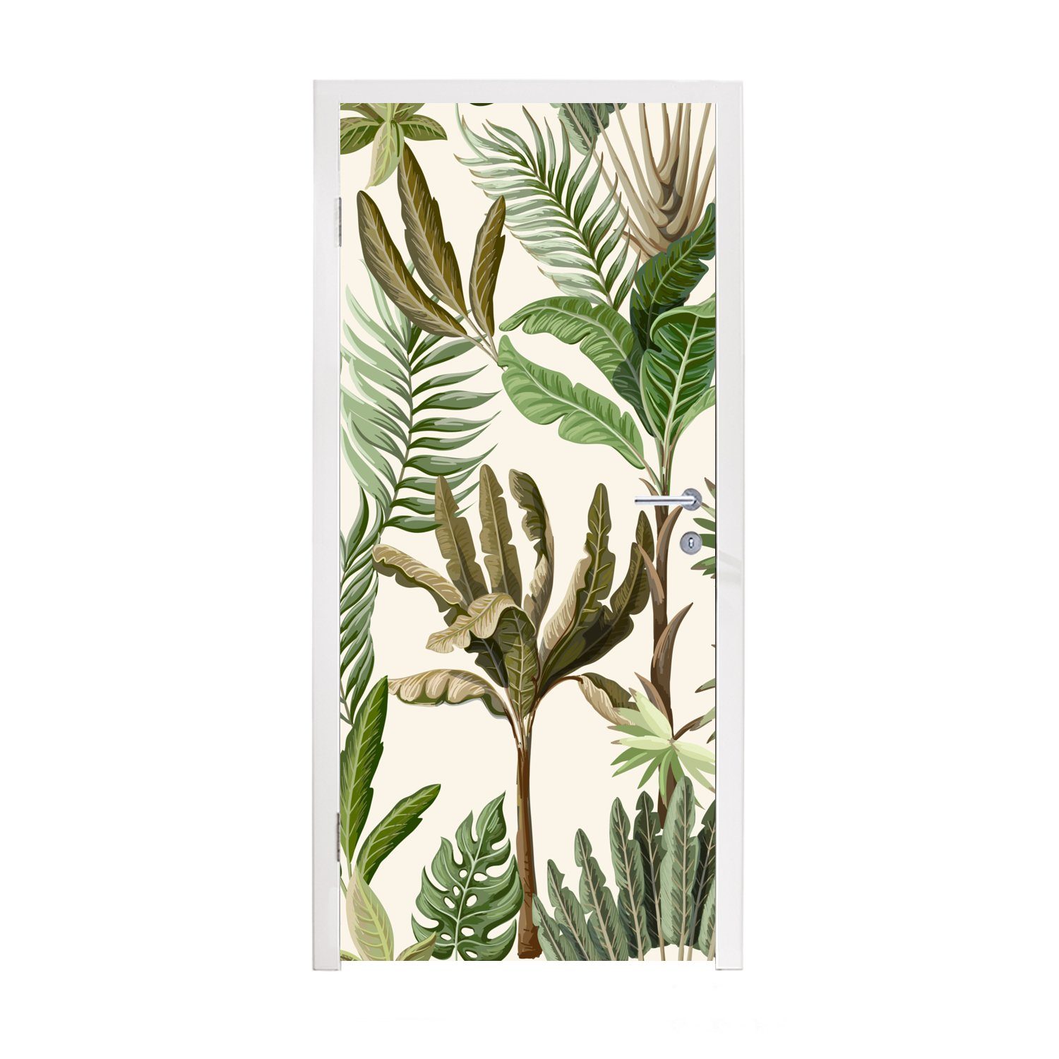 MuchoWow Türtapete Dschungel - Palme - Bananenstaude - Kinder - Natur - Pflanzen, Matt, bedruckt, (1 St), Fototapete für Tür, Türaufkleber, 75x205 cm