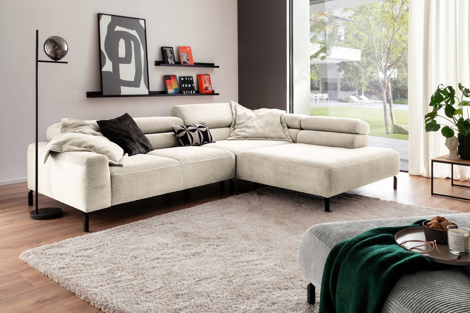 KAWOLA Ecksofa DELIA, L-Form rechts oder links, mit oder ohne Sitzvorzug, Cord