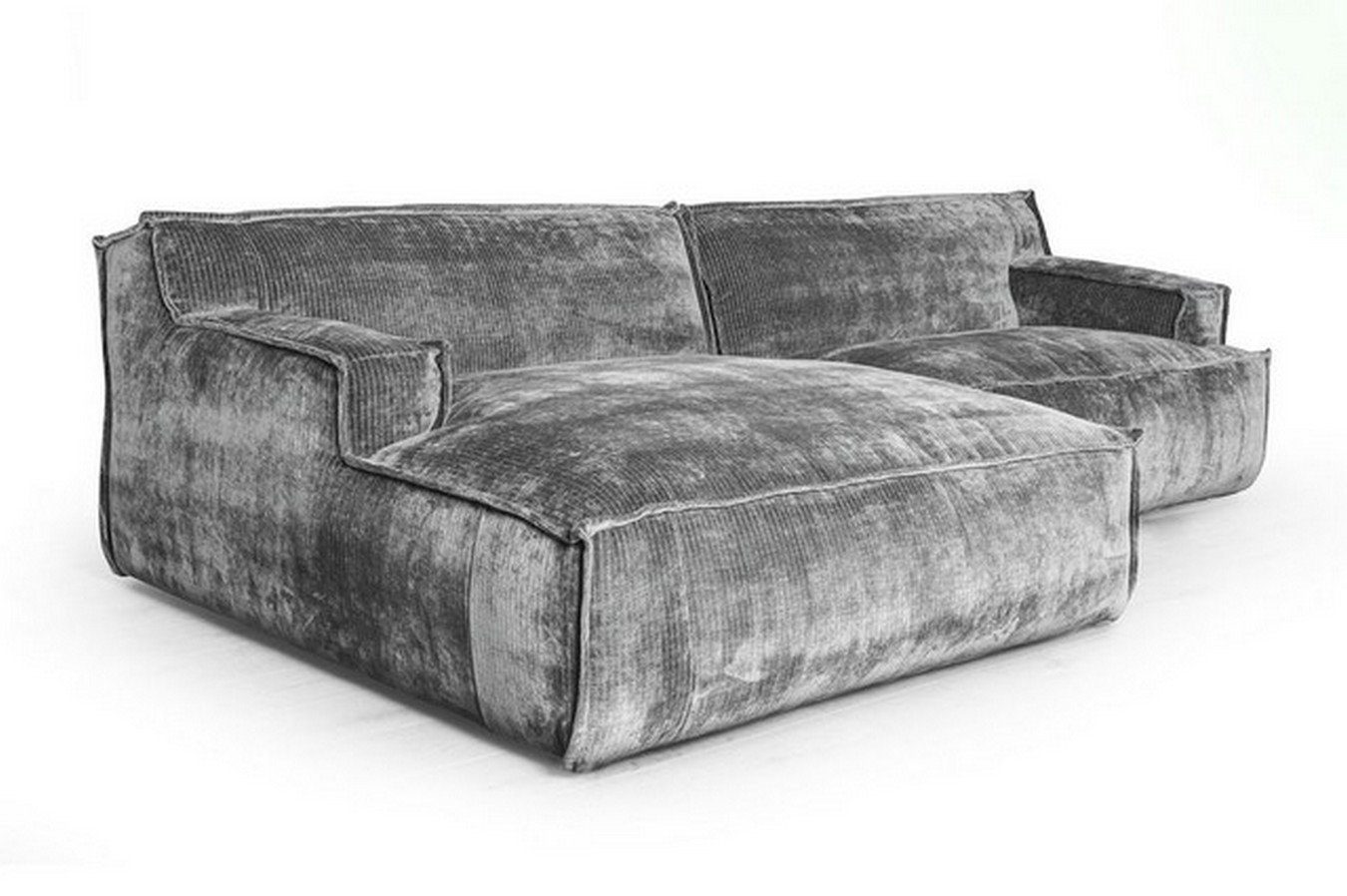 daslagerhaus living Sofa Ecksofa Plantes Cord silber