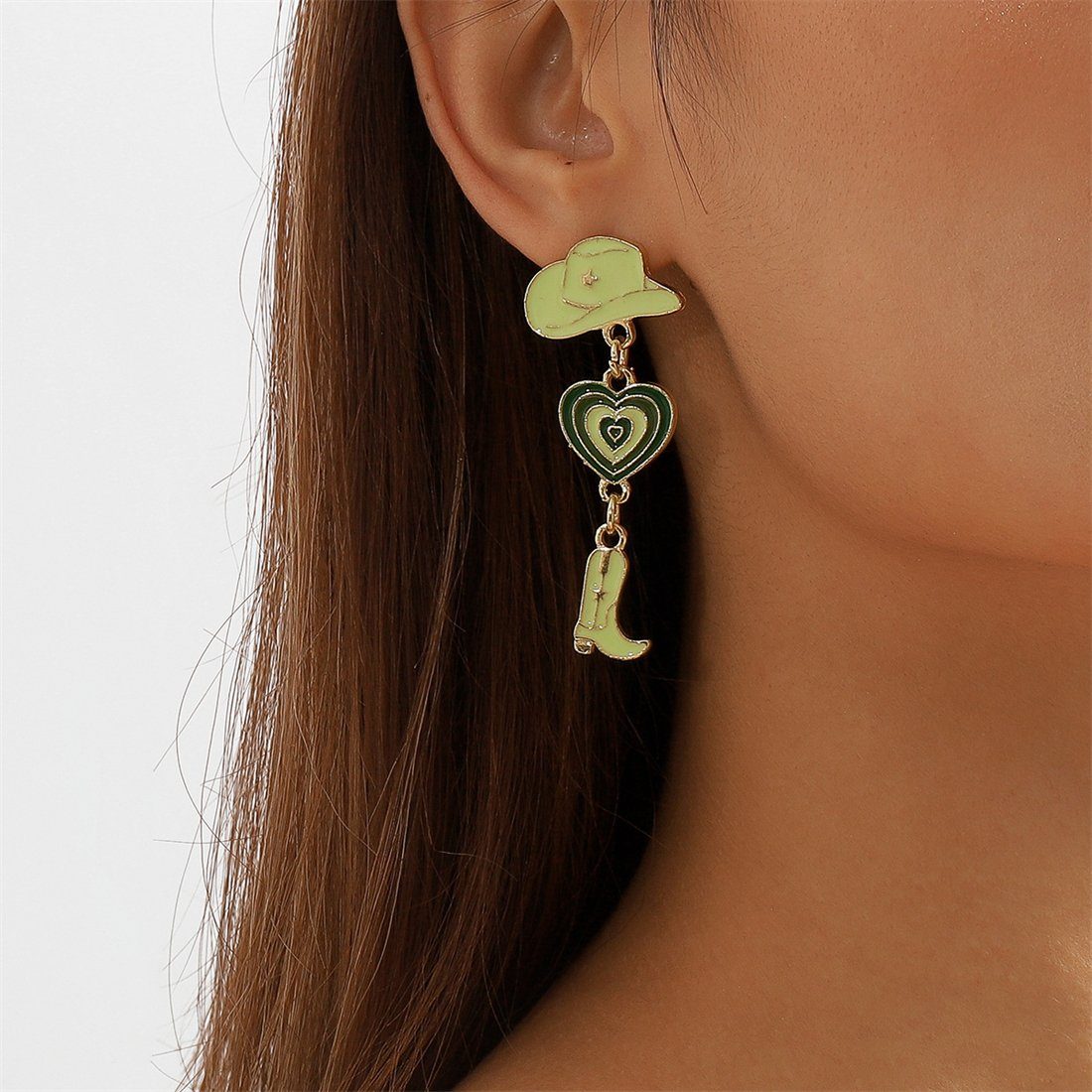 YOOdy~ Paar Ohrhänger Ohrringe damen hängend Kreativ ohrhänger schmuck Geometrisch (1-tlg) Grün