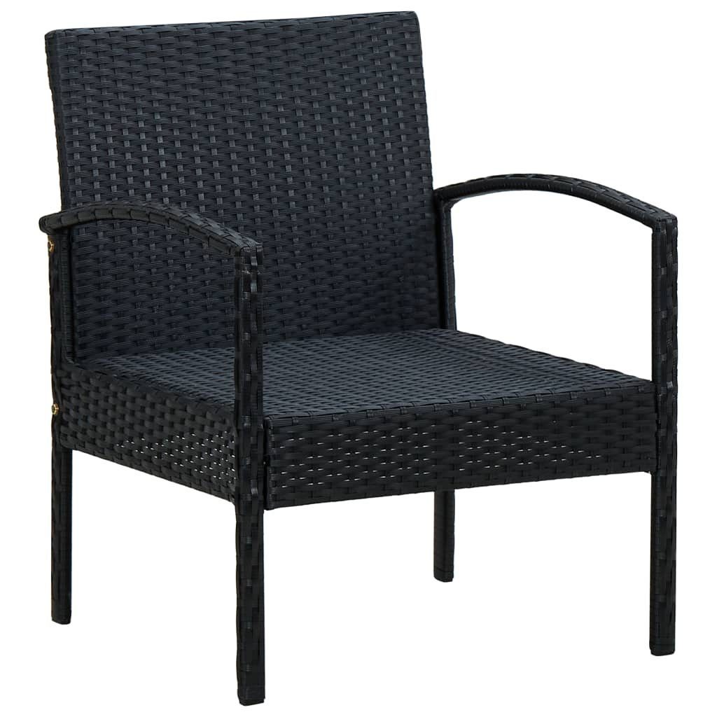 furnicato Gartenstuhl mit Kissen Poly Schwarz Rattan