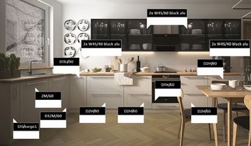 Feldmann-Wohnen Küchenzeile Kvantum, 198x445cm weiß matt schwarz