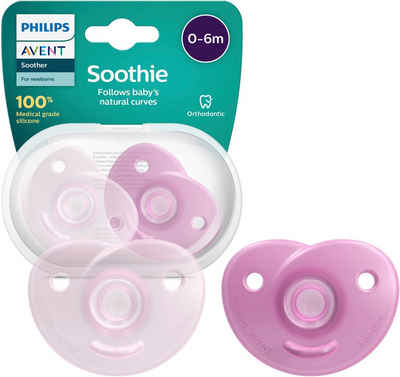 Philips AVENT Schnuller »Soothie 0-6m SCF099«, kiefergerecht geformter Sauger aus Silikon, inkl. Sterilisationsbox