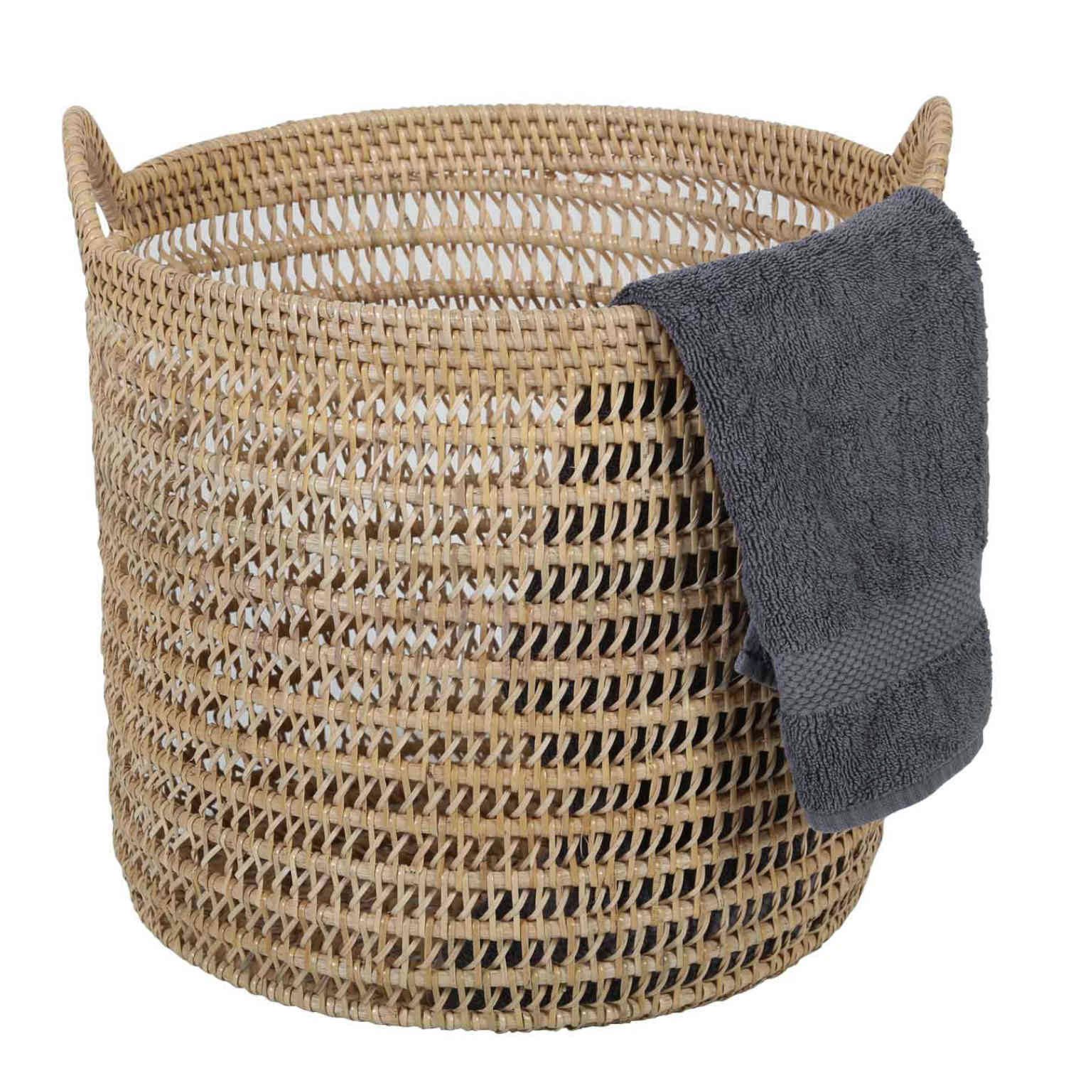Casa Moro Flechtkorb aus Rattan (1 St., Größe M), Handgeflochten, offene Aufbewahrung mit zwei Henkeln