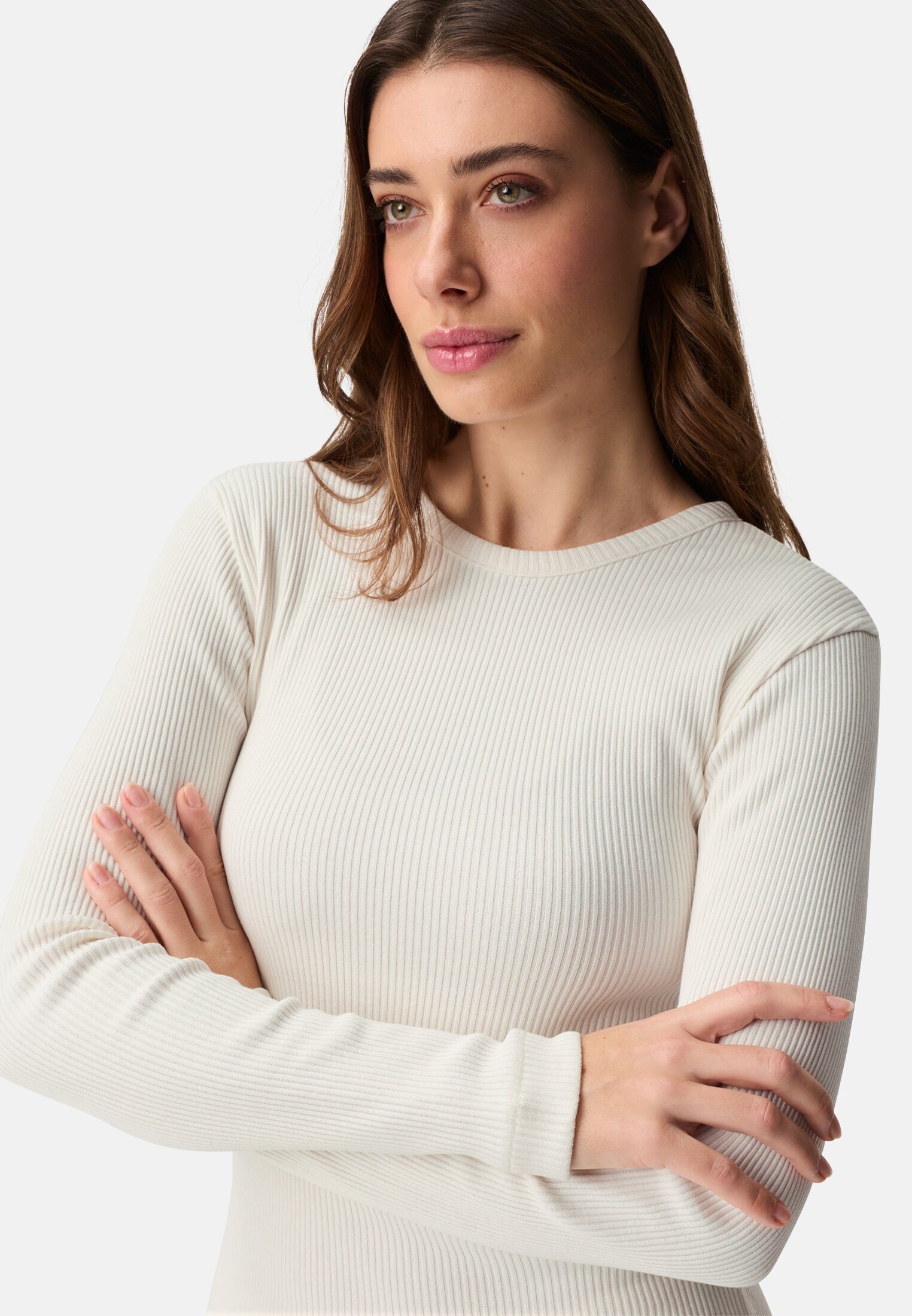 camel active Langarmshirt mit Rundhalsausschnitt Langarm