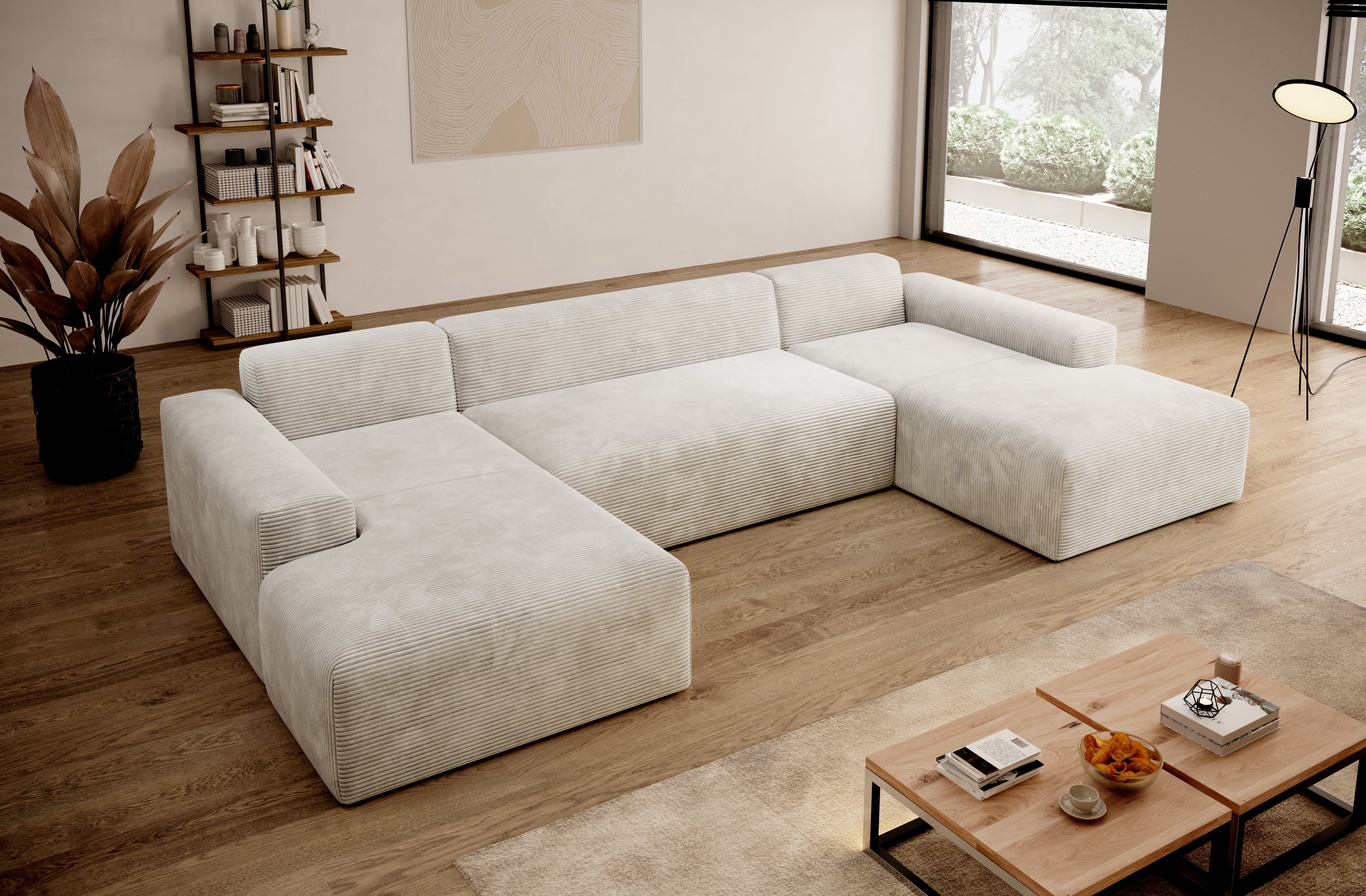 PROMETO Möbel Ecksofa Empire Ecksofa U-Form, Sofa U-Form Beige und Grau günstig online kaufen