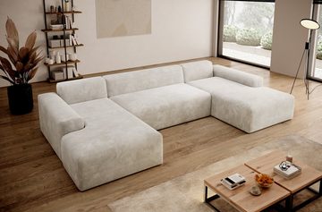 PROMETO Möbel Ecksofa Empire Ecksofa U-Form, Sofa U-Form Beige und Grau