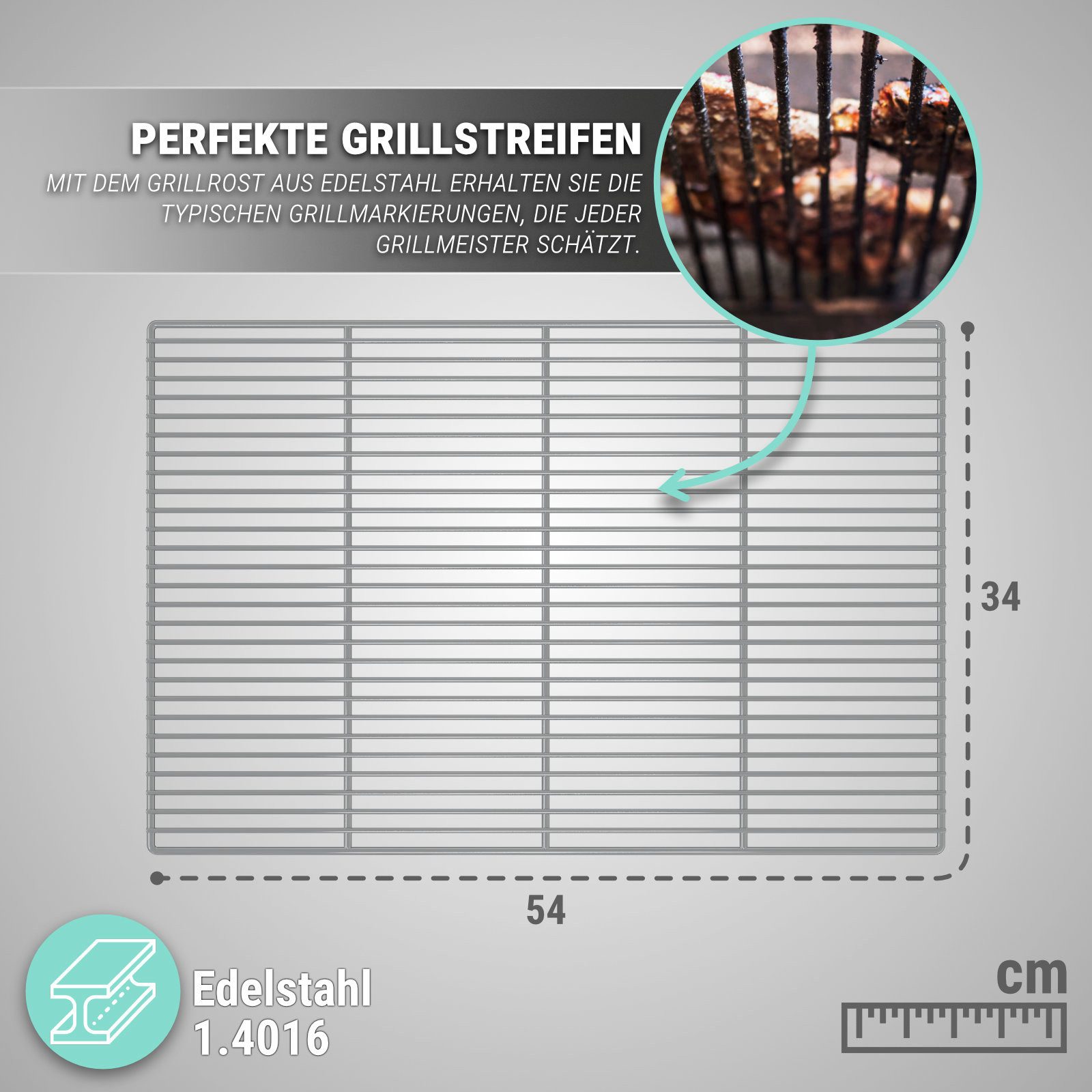 HAGO Grillrost Edelstahl Grillrost Ersatzrost Grillgitter universal Grillauflage Rost (1-St., Mit Griff), Abnehmbare Griffe, lebensmittelecht, universal – Bild 4 von 5