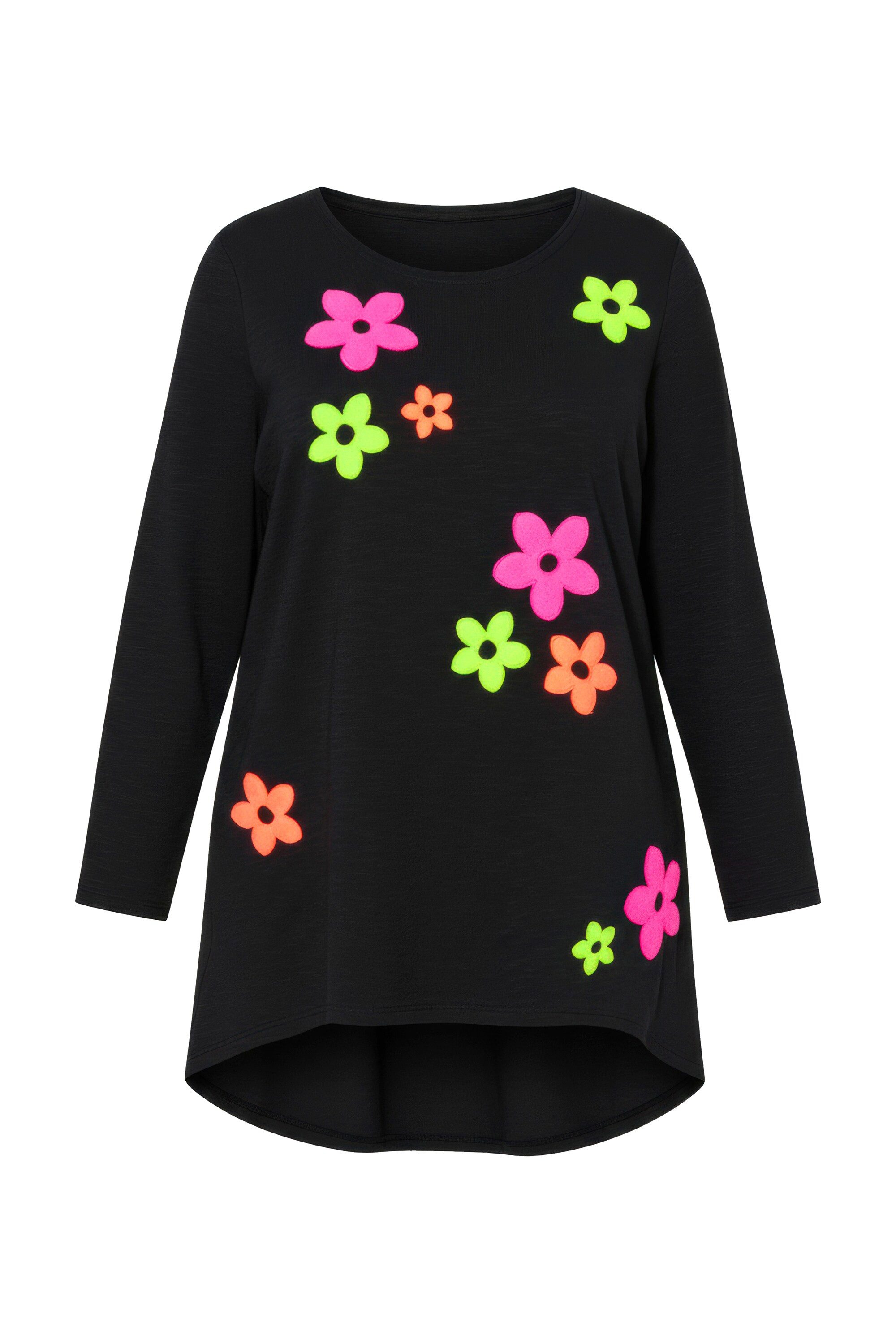 Angel of Style Longshirt Langarmshirt A-Linie Neon-Frotteeblumen günstig online kaufen