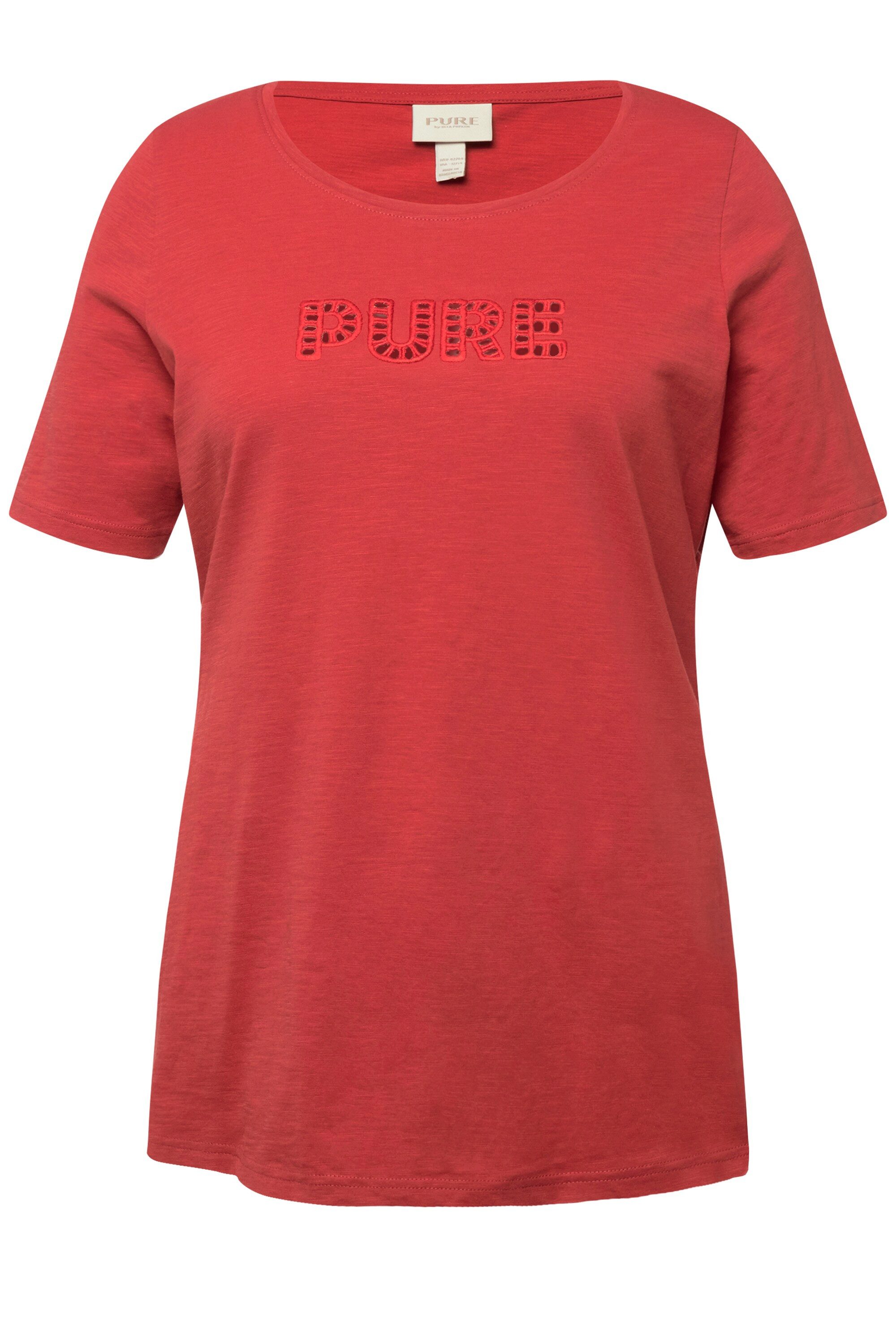 Ulla Popken T-Shirt T-Shirt PURE-Stickerei Rundhals günstig online kaufen