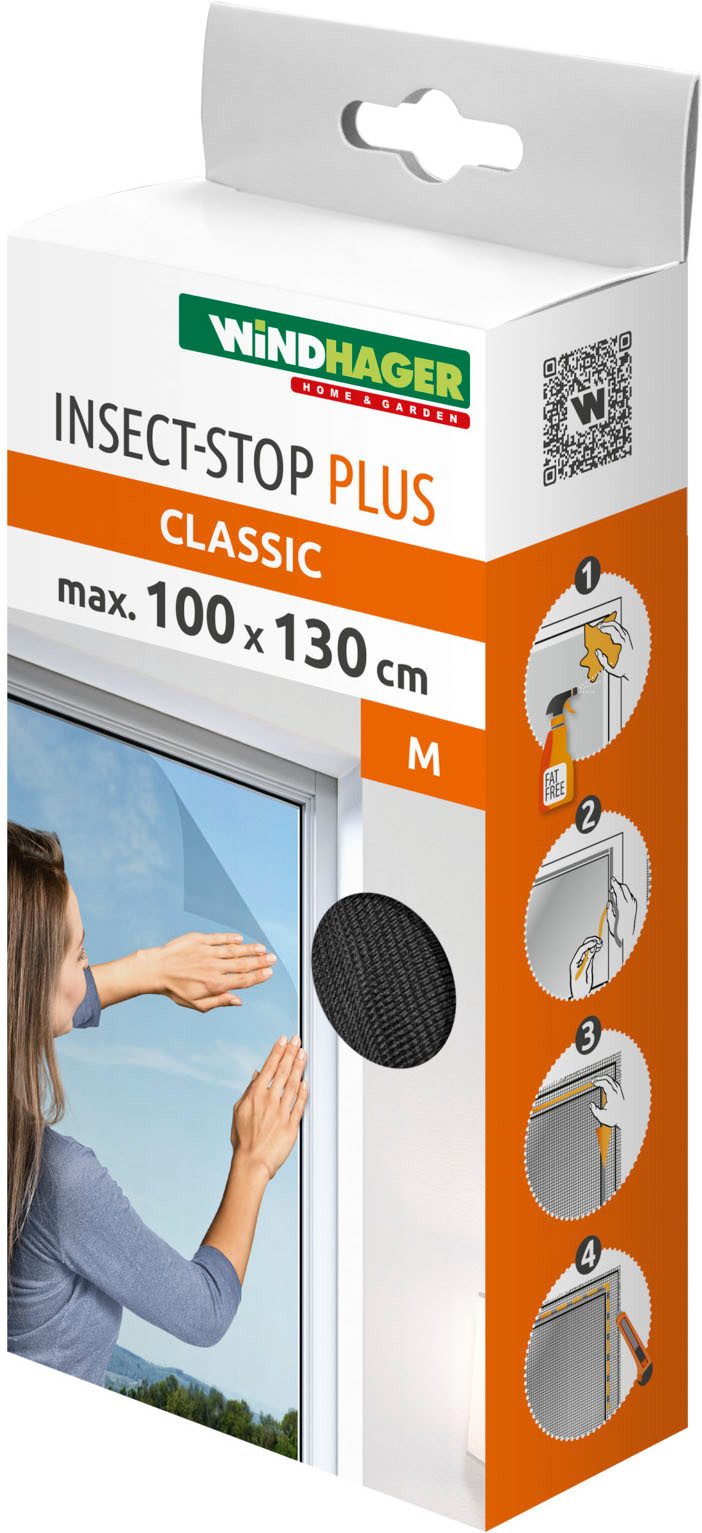Windhager Fliegengitter-Gewebe Plus für Fenster, Klettband Insektenschutz ohne bohren, 100 x 130 cm, (1-St), Insektenschutzgitter, Moskitonetz erhältlich in anthrazit oder weiß