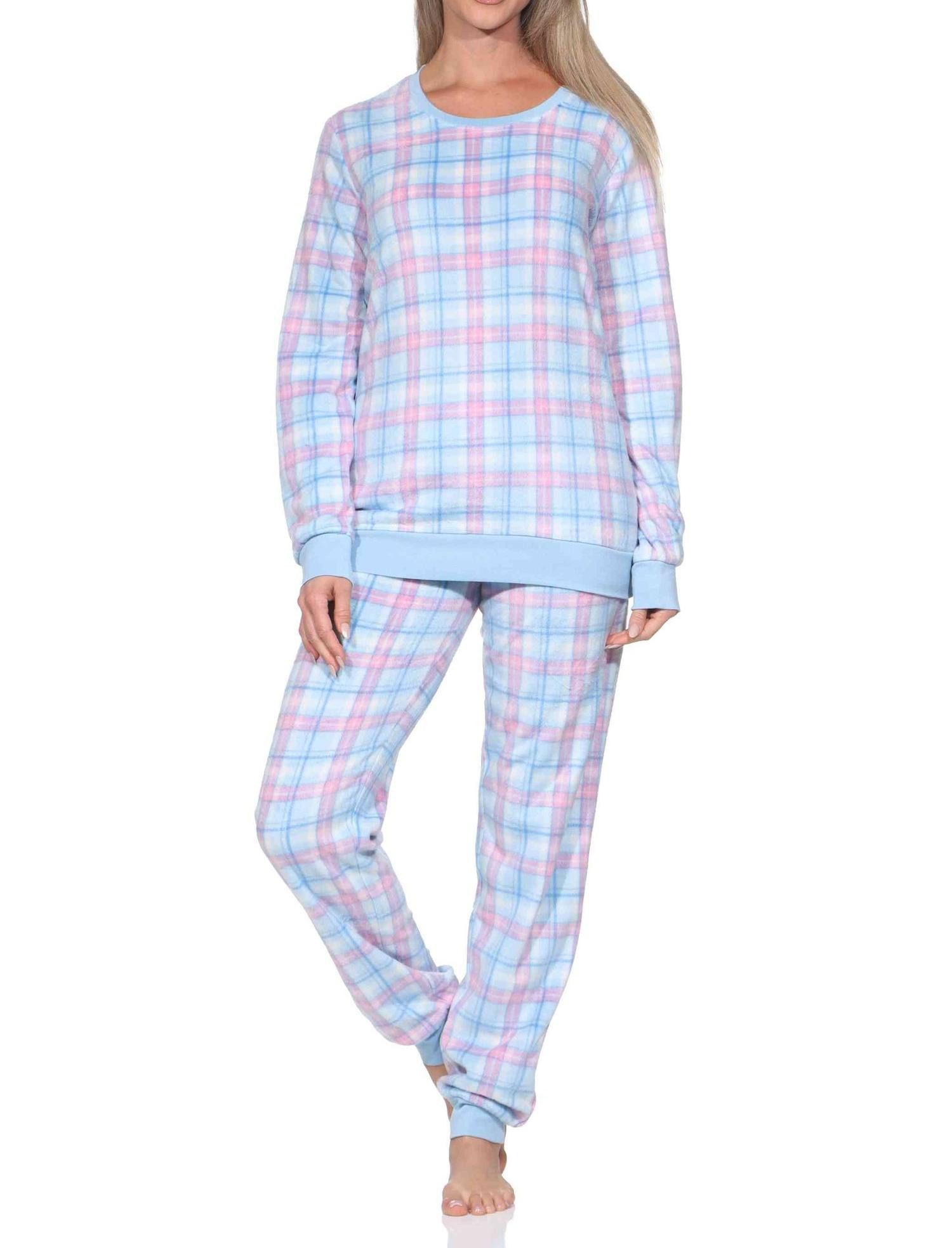 Normann Pyjama Normann Damen langarm Fleece Pyjama mit Bündchen in chilligen Look – Bild 2 von 4