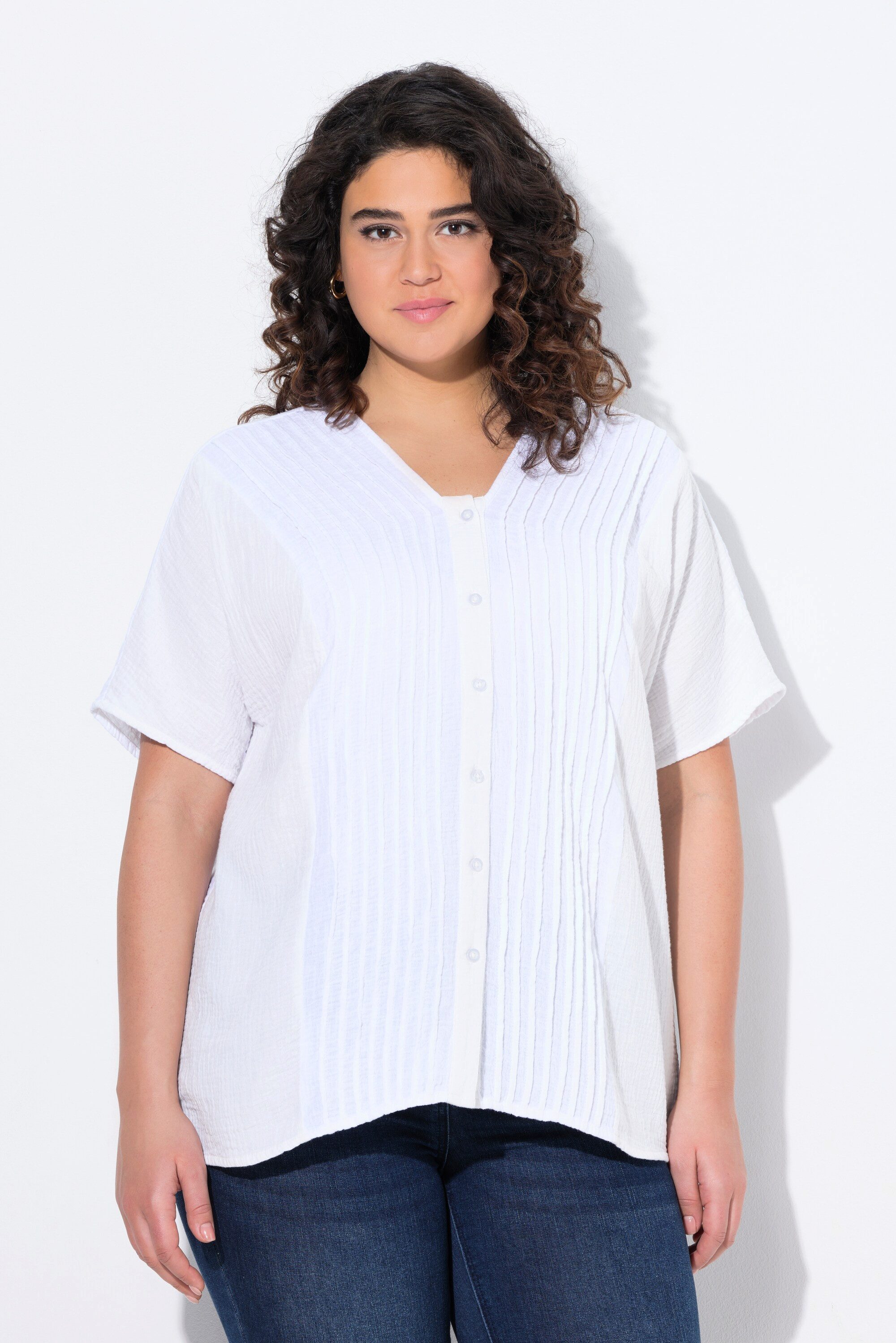 Ulla Popken Druckbluse Musselin-Bluse Oversized Biesen günstig online kaufen