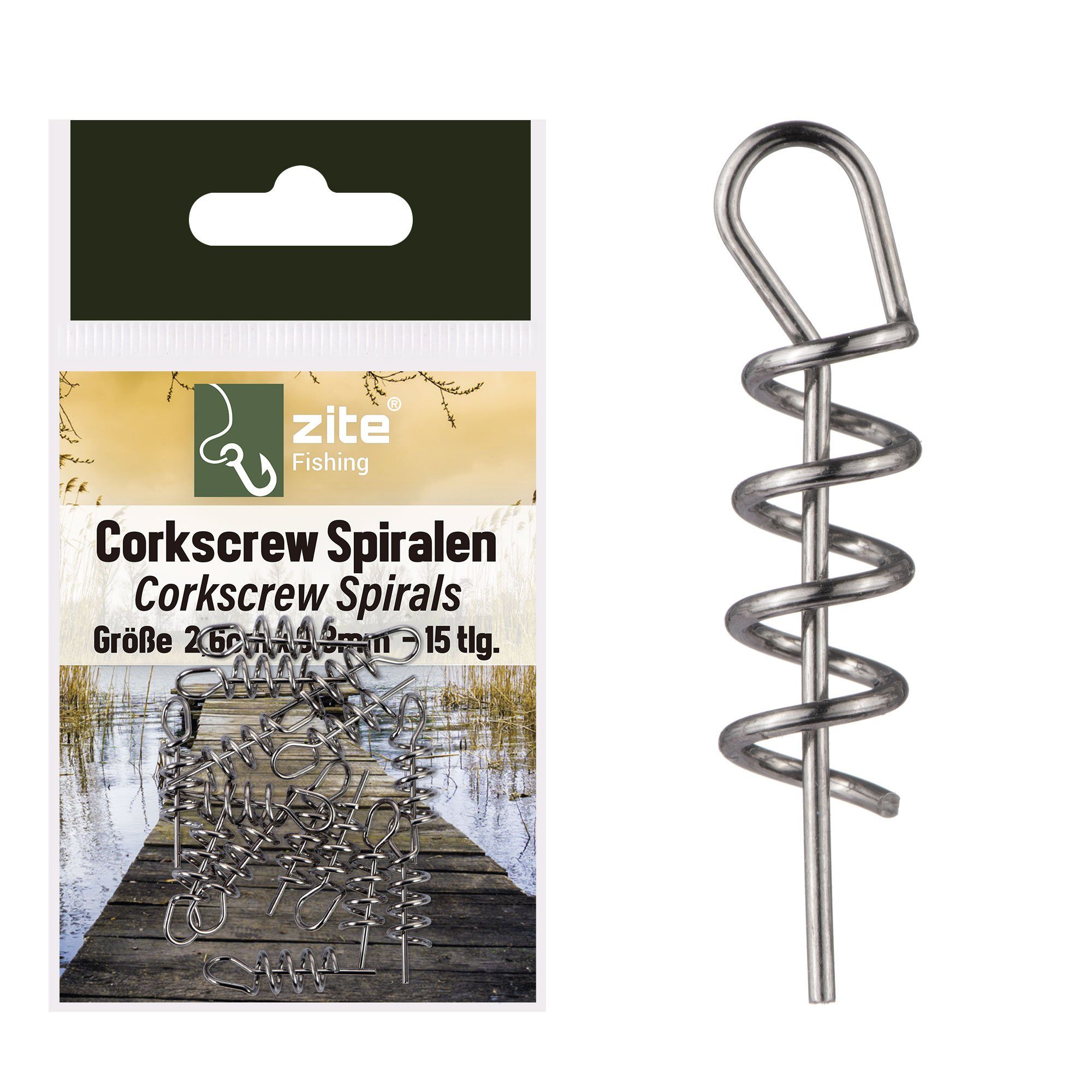 Zite Angelwirbel Cork-Screw Spiralen Softbait-Montage 15 Stück 2,6cm x 0,8mm