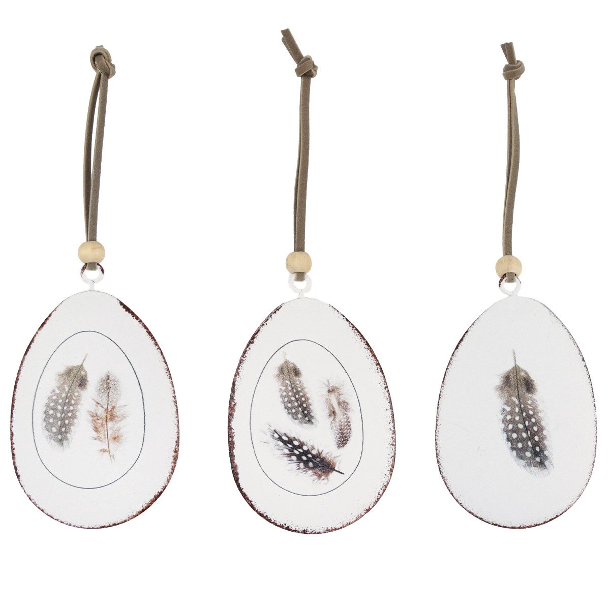 Osterei Ostereier Hängedeko Metall Eier Vintage Deko Federmotiv 5×7cm 8 Stück