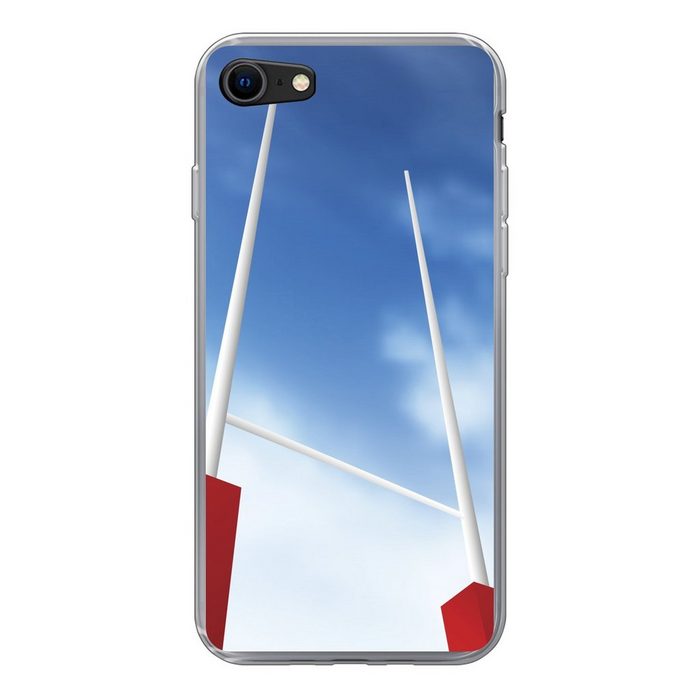 MuchoWow Handyhülle Eine Illustration der Torpfosten beim Rugby Handyhülle Apple iPhone 8 Smartphone-Bumper Print Handy Schutzhülle