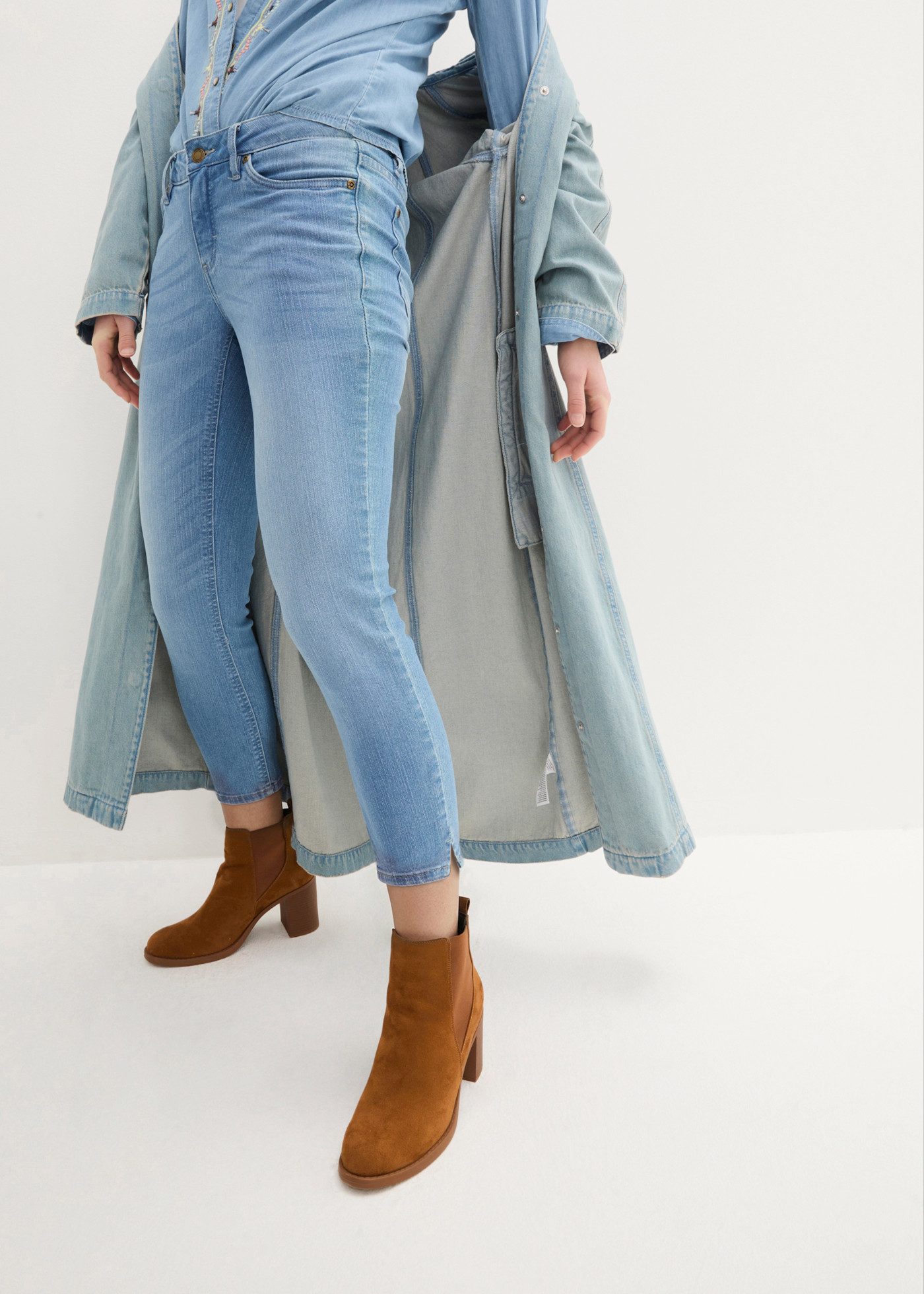 bonprix 7/8-Jeans mit Used-Effekt, schmale Passform, 7/8-Länge, aus Stretch-Material