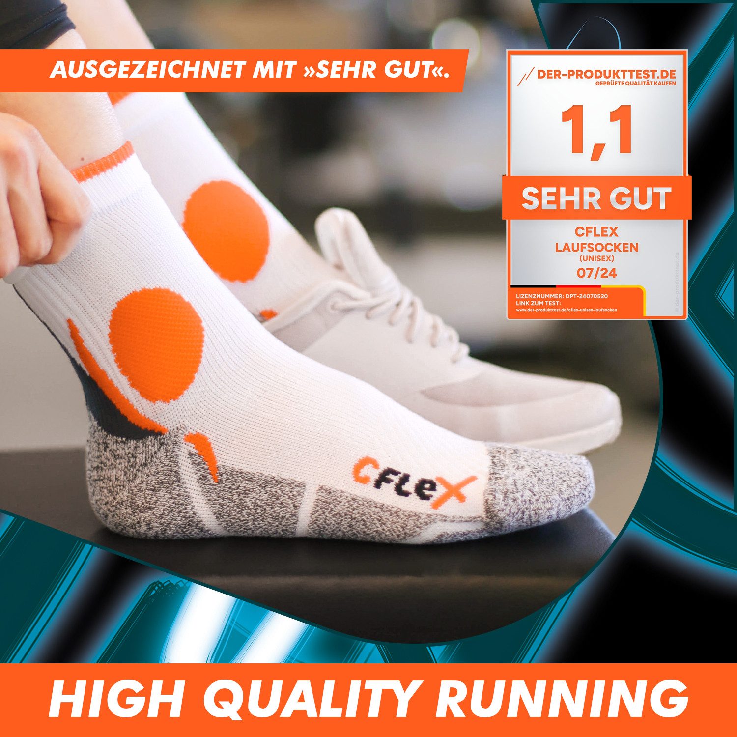 CFLEX Sportsocken Damen und Herren Running Funktionssocken (4 Paar) Laufsocken