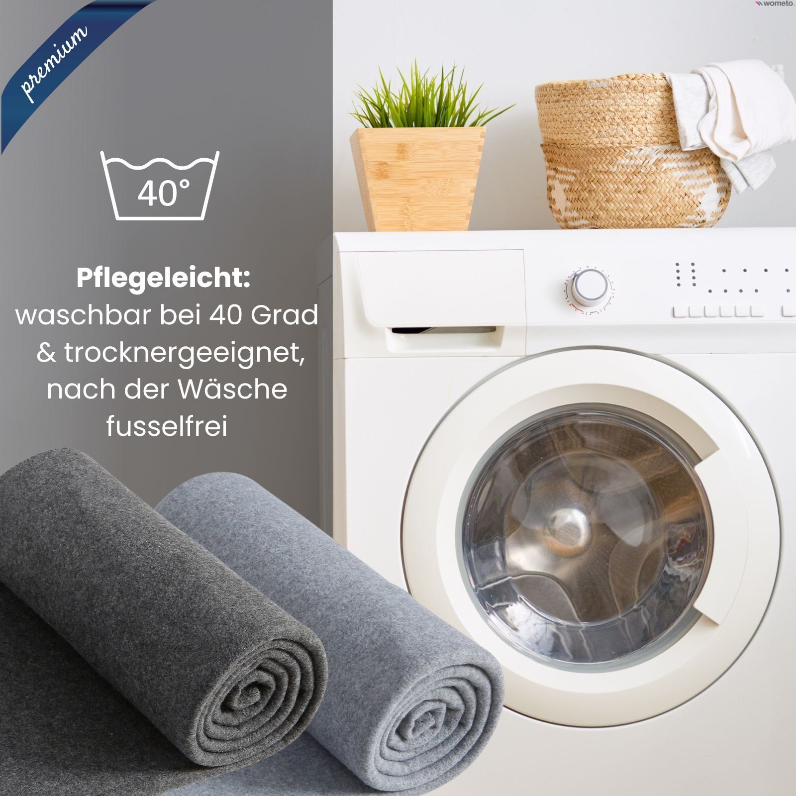 in 550g/700g, Premium-Fleecedecke Anti-Pilling Qualitäts-Ketteleinfassung mit dick, und Wohndecke Größen, wometo, 2 extra dunkelgrau