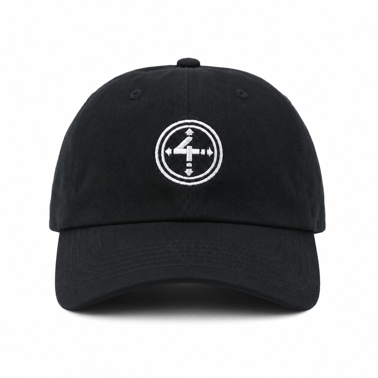 DIE FANTASTISCHEN VIER Flat Cap Dad Cap ´Retro 4 Logo´ schwarz, 100% Baumwolle, Logo Stick weiß