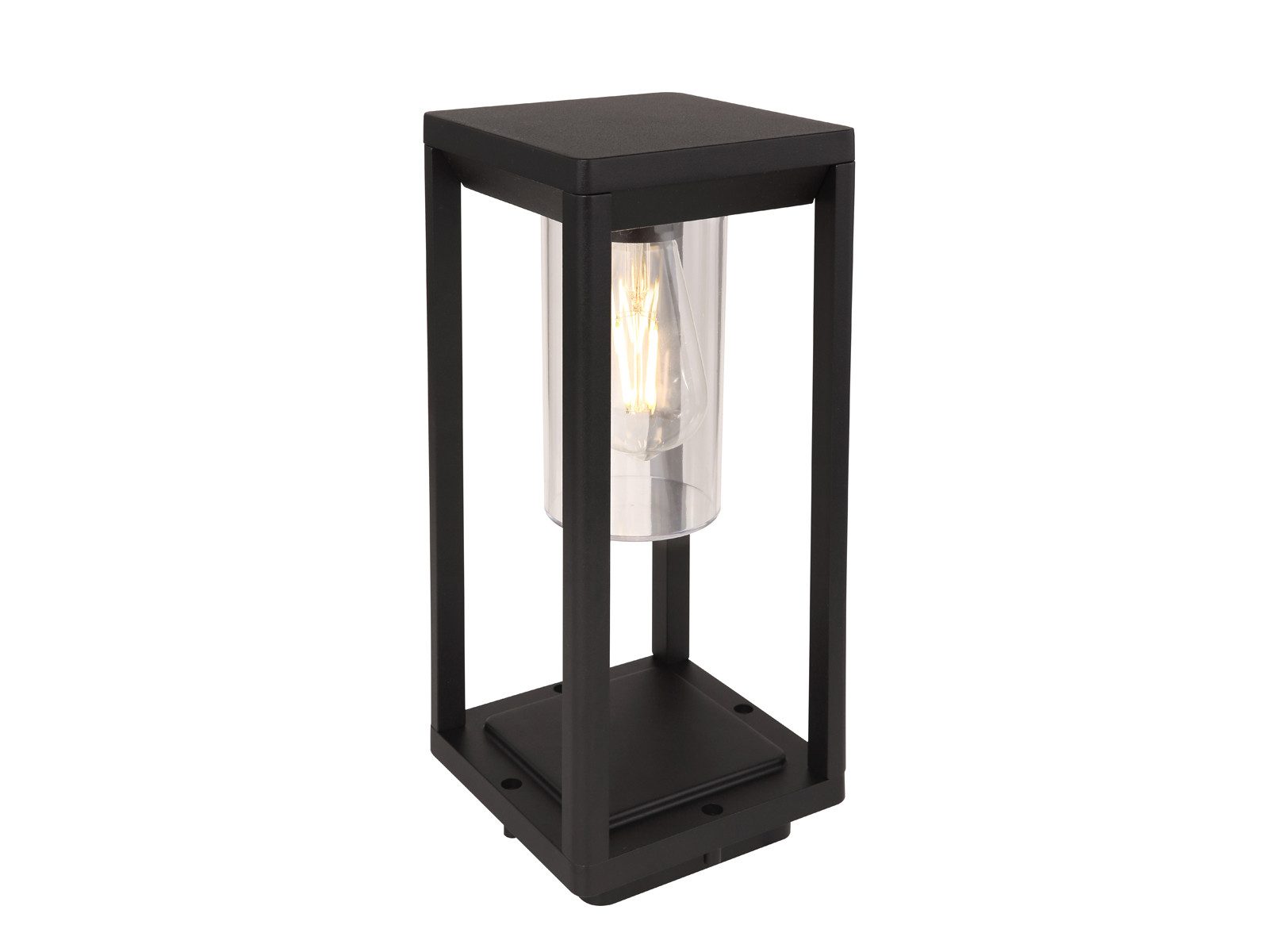 GLOBO LIGHTING LED Sockelleuchte, LED wechselbar, warmweiß, Garten-laterne Wegbeleuchtung draußen Aluminium in Schwarz, Höhe 35cm
