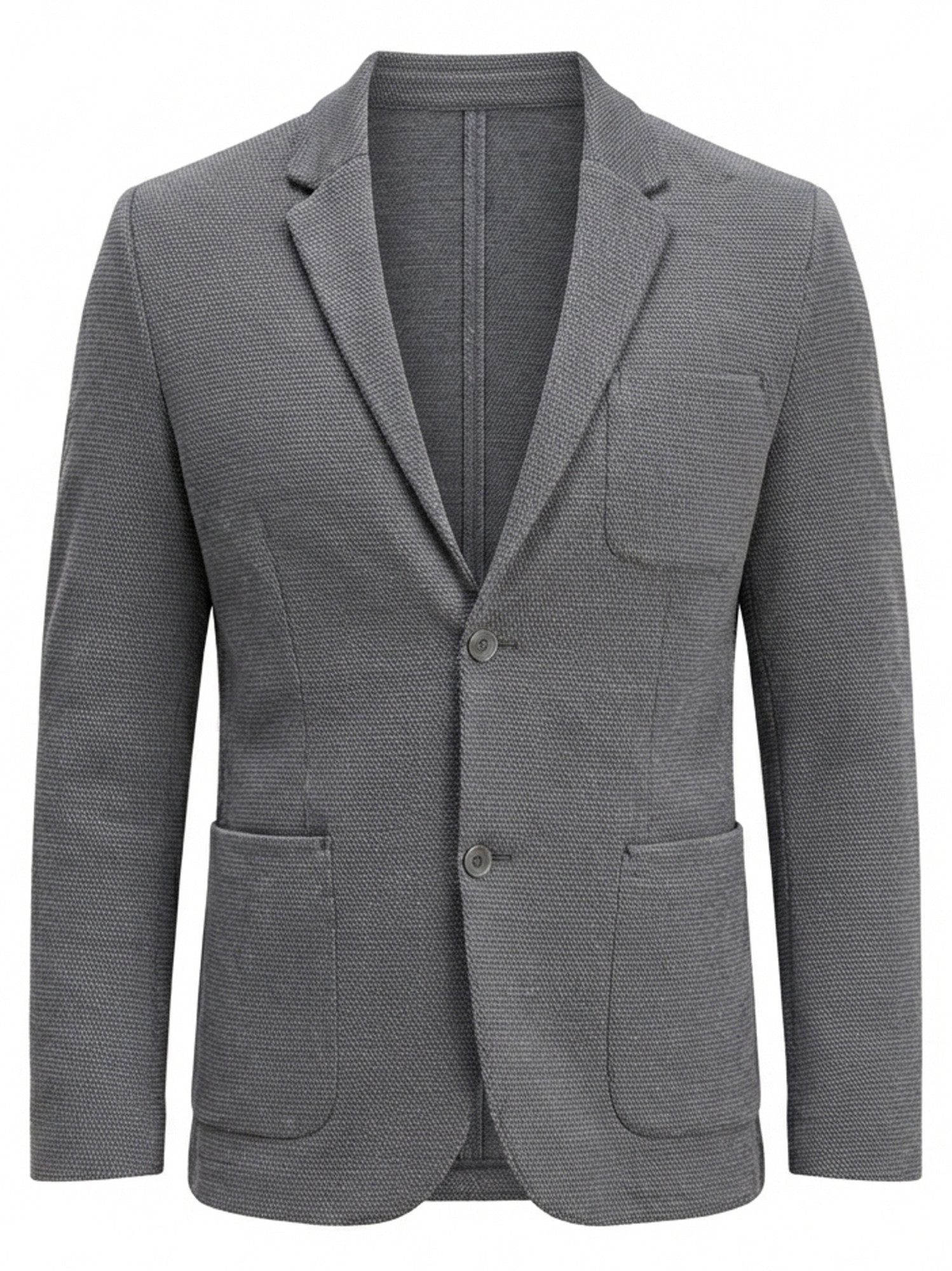 OMBRE Longblazer Herren Slim-Fit Blazer mit strukturellem Jersey Graphite M (kein Set, 1-tlg) in Unifarbe