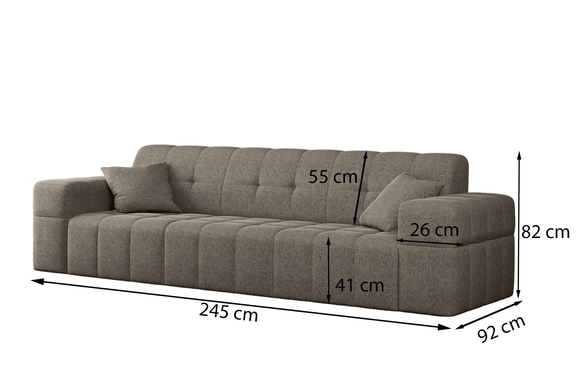 Stoff Rundumbezug Designer-Sofa Sofa Fun Harmony, Caramel in Möbel 3-Sitzer Sofa NANCY