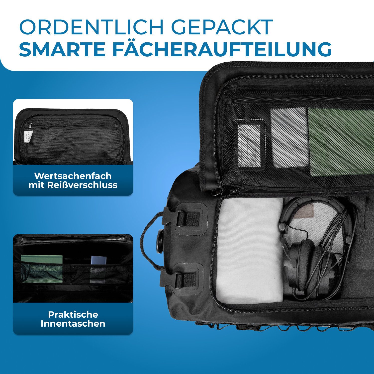 Styngard Reisetasche Hamburg, mit Rucksackfunktion - Wasserfester Seesack mit Rucksackfunktion