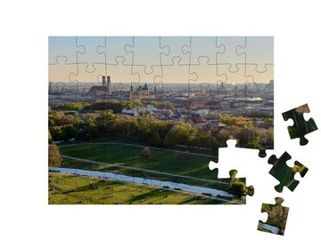 puzzleYOU Puzzle München mit dem Englischen Garten und dem Eisbach, 48 Puzzleteile, puzzleYOU-Kollektionen Parks, Blumen & Pflanzen