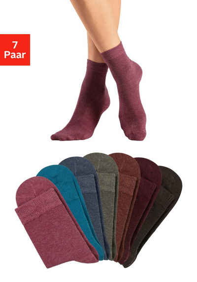 LASCANA Basicsocken (Packung, 7-Paar) in bunten Melange-Farben