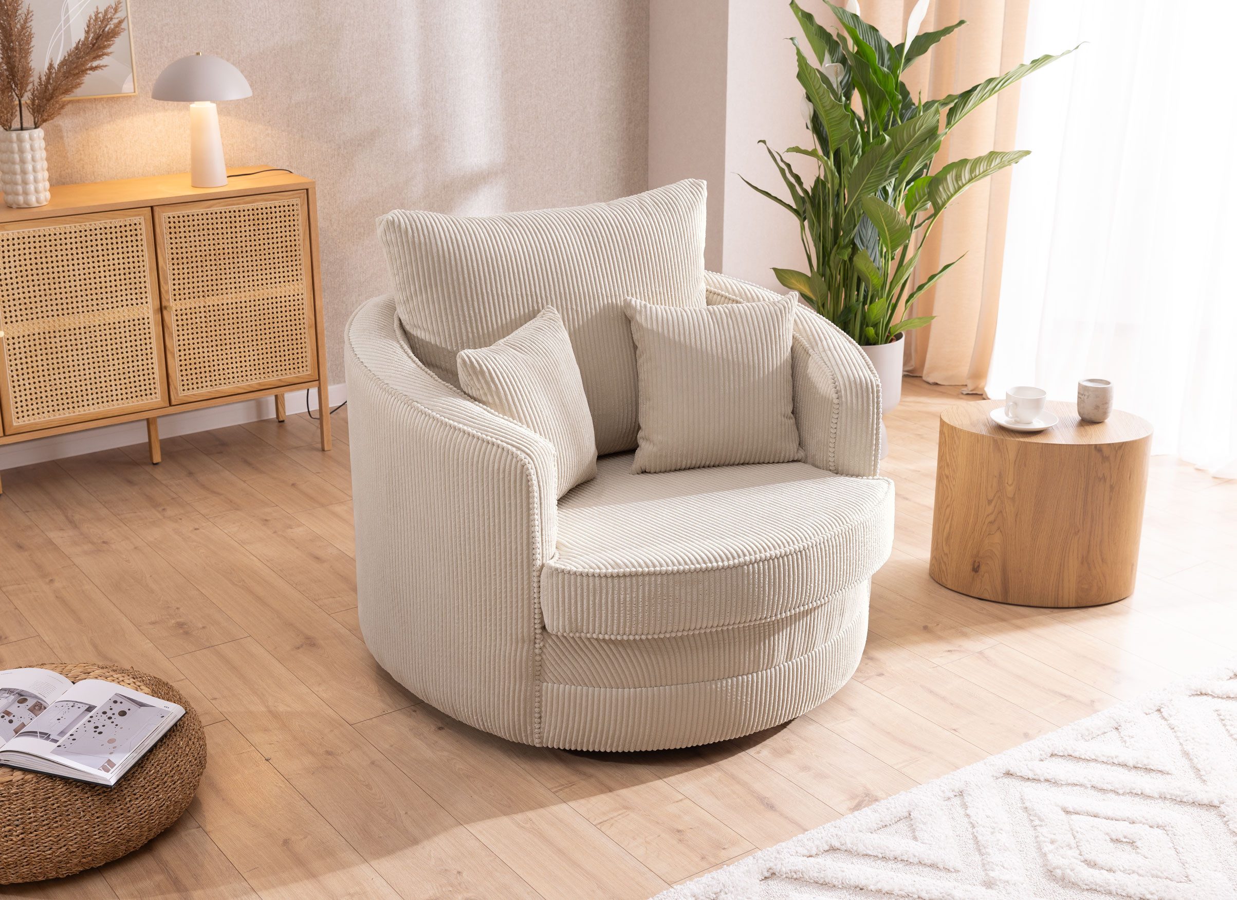 S-Style Möbel Drehsessel Ted Love Seat XXL 360 Grad drehbar aus Cord-Stoff, günstig online kaufen