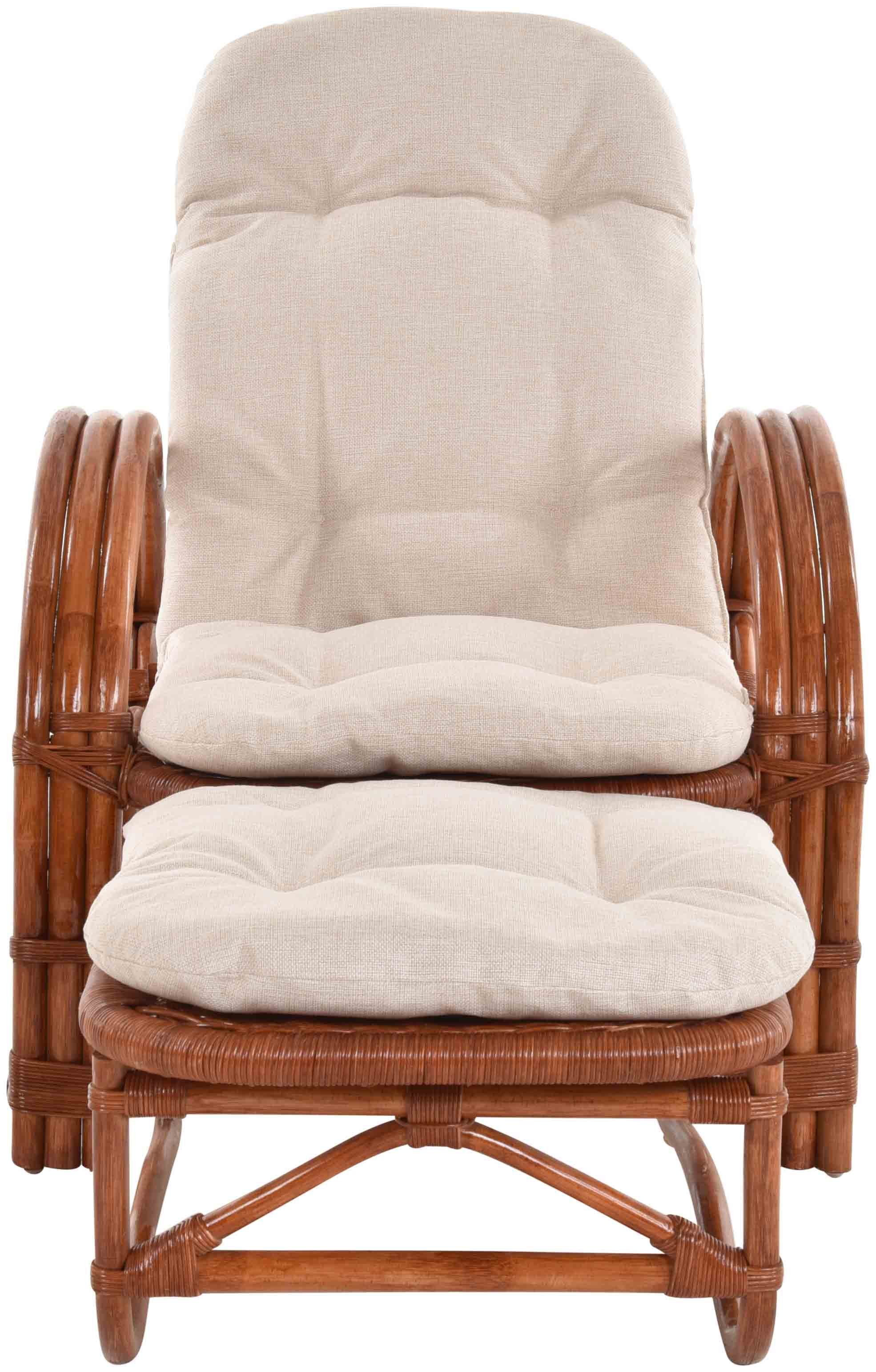 Krines Home Loungesessel Rattanliege Liegesessel klappbar mit Hocker Relax Liegestuhl Liege, mit Relaxfunktion