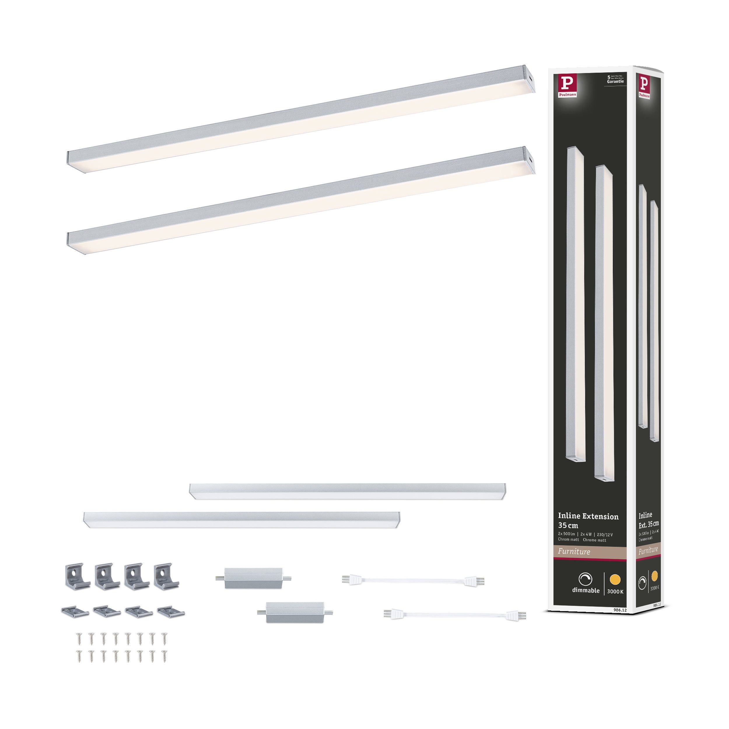 Paulmann LED Unterbauleuchte LED Unterschrankleuchte Inline Erweiterungsset 3000K dimmbar 2x4W 350x
