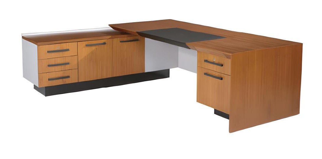 JVmoebel Eckschreibtisch Moderner Eckschreibtisch in Holzoptik mit praktischer Ablagefläche (1-St., Eckschreibtisch), Made in Europa