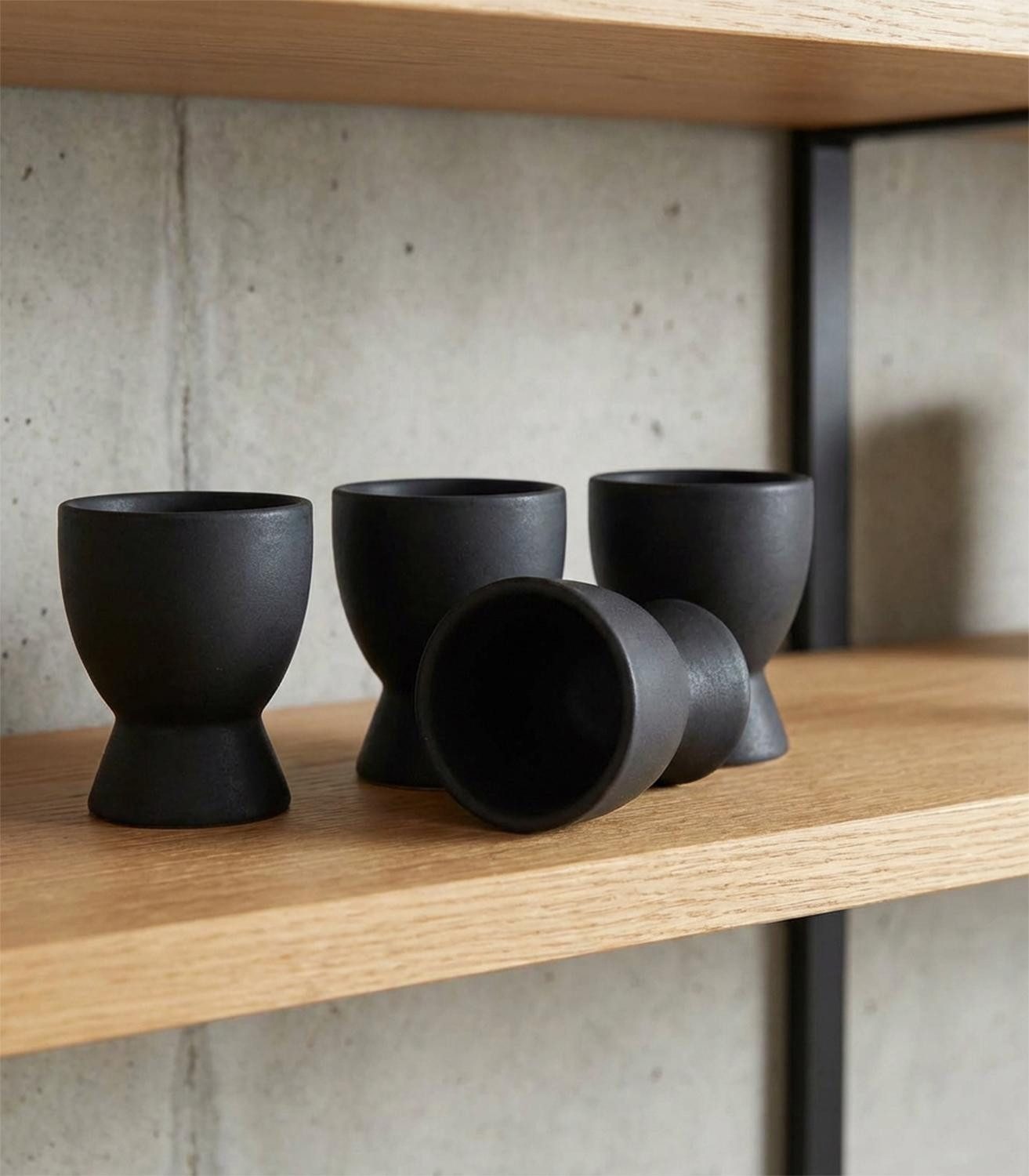 HIT Trading Eierbecher BRUNCH, Ø 6 cm, H 8 cm, Schwarz matt, (1-tlg), Steingut