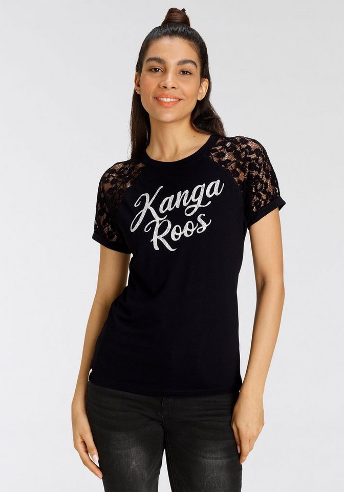 NEUE KOLLEKTION Markenschriftzug Spitzenshirt KangaROOS mit - Raglanärmeln und