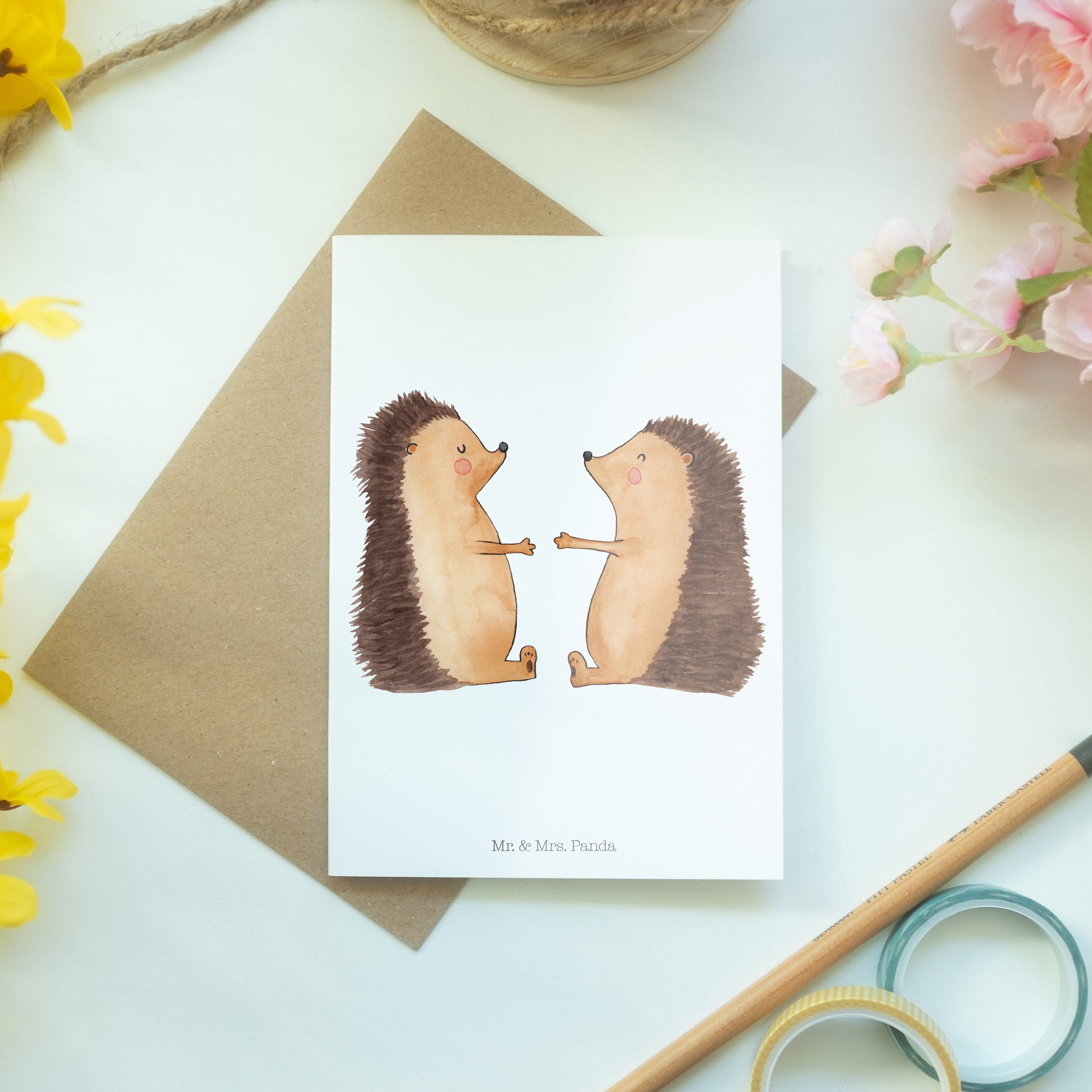 Panda Liebesgeschenk, Geburtstagskarte, Mr. & Igel Mrs. Grußkarte - Geschenk, - Liebe Weiß Liebe