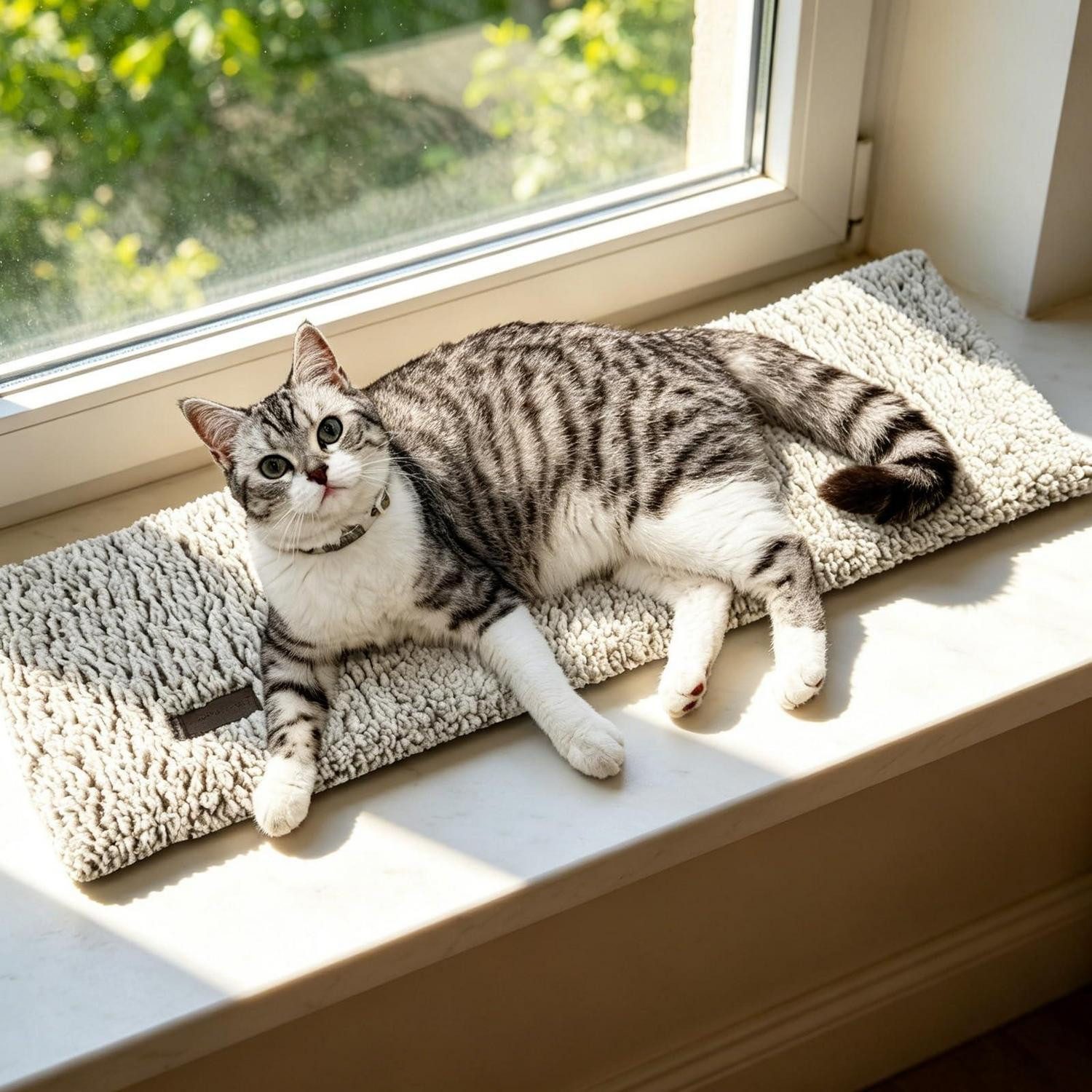 LuxusKollektion Katzenliege Katzen Fensterliege 90x28 cm - Hellgrau