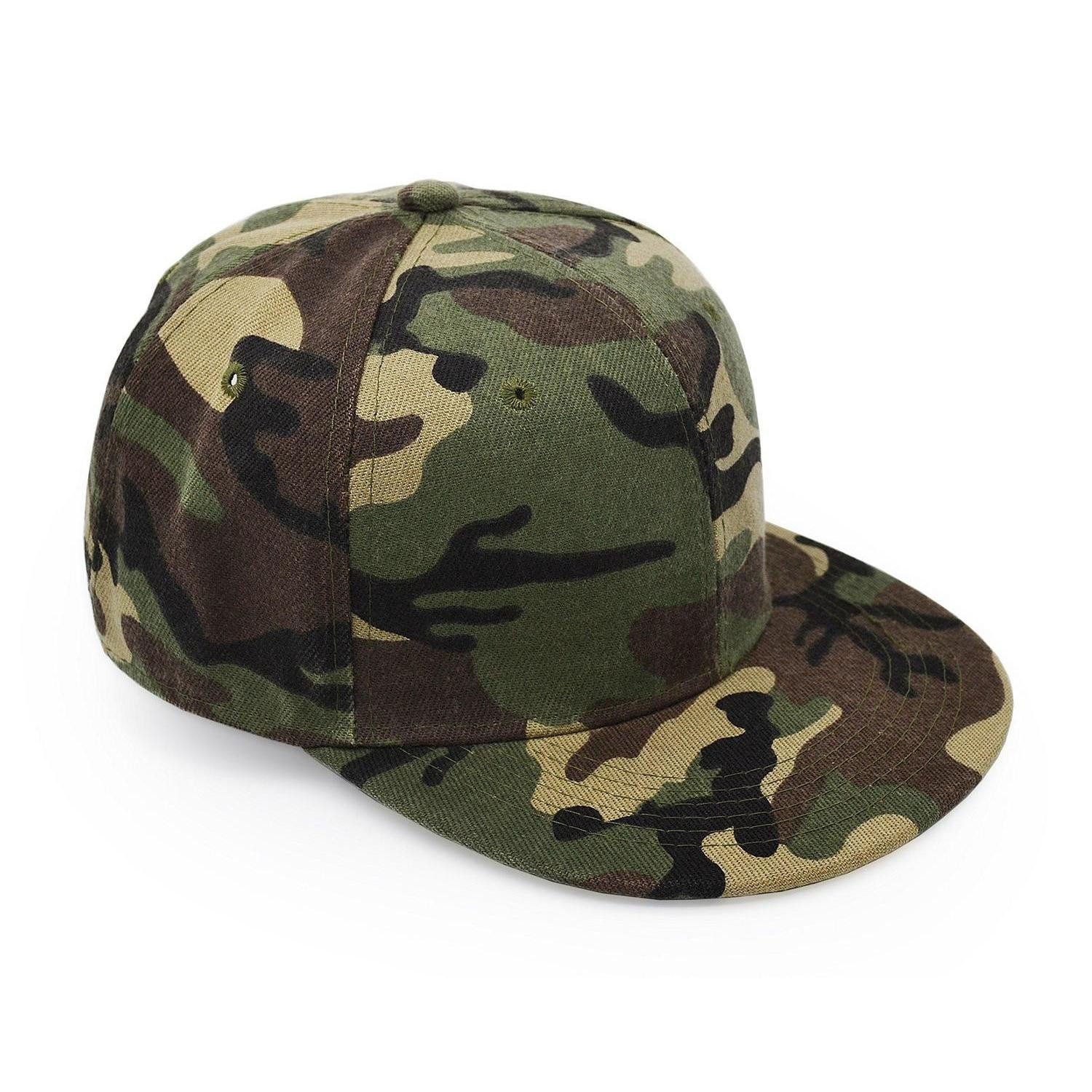 Army Cap Baseballkappen Militär Camouflage Einheitsgröße Grüne-Flachen Rand