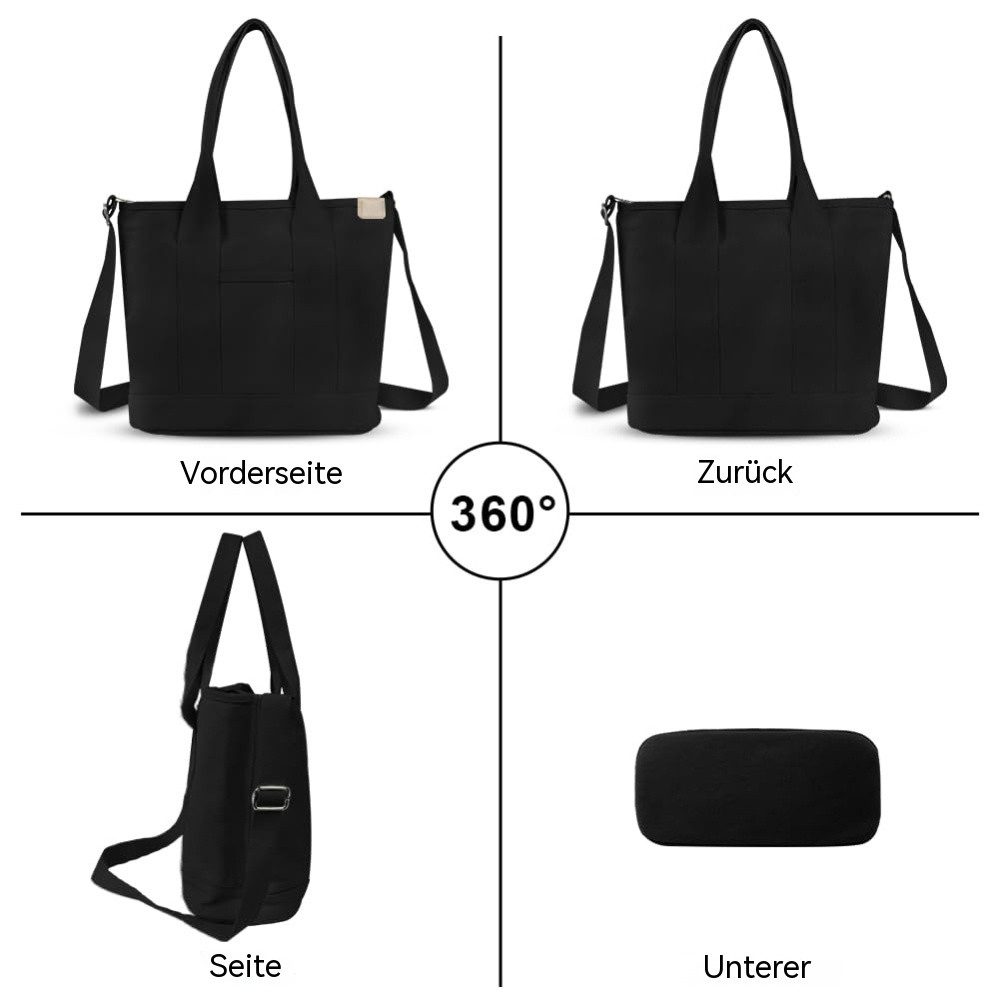 Blusmart Umhängetasche Canvas-Tragetasche für Damen (Schultertasche mit verstellbarem Riemen, Handtasche mit Reißverschluss, Tragetasche), Für Schule, Shopping, – Bild 3 von 5