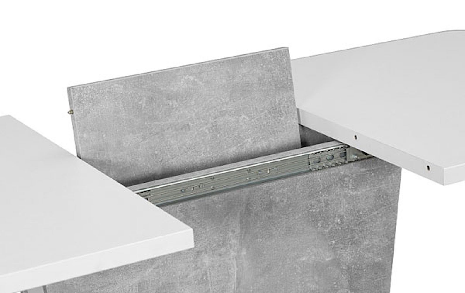 Feldmann-Wohnen Syriusz, Esstisch weiß 120-160x80x76cm ausziehbar beton